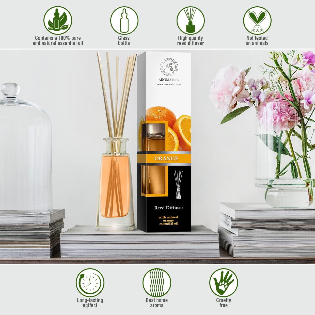Orange Reed Diffuser - 2x34 Fl Oz - Fresh Room Fragrance