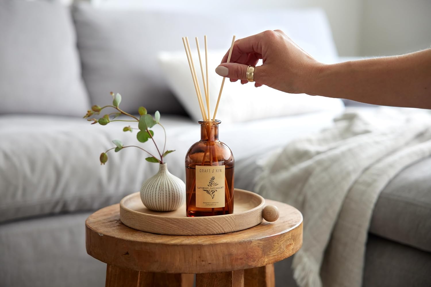 Lavender Sage Mint Reed Diffuser Set with 8 Sticks and Oil Refill