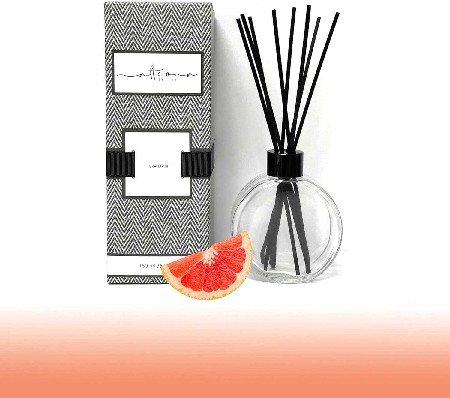 Altoona Reed Diffuser Set 5oz Scented Oil Black White Gift Box Grapefruit
