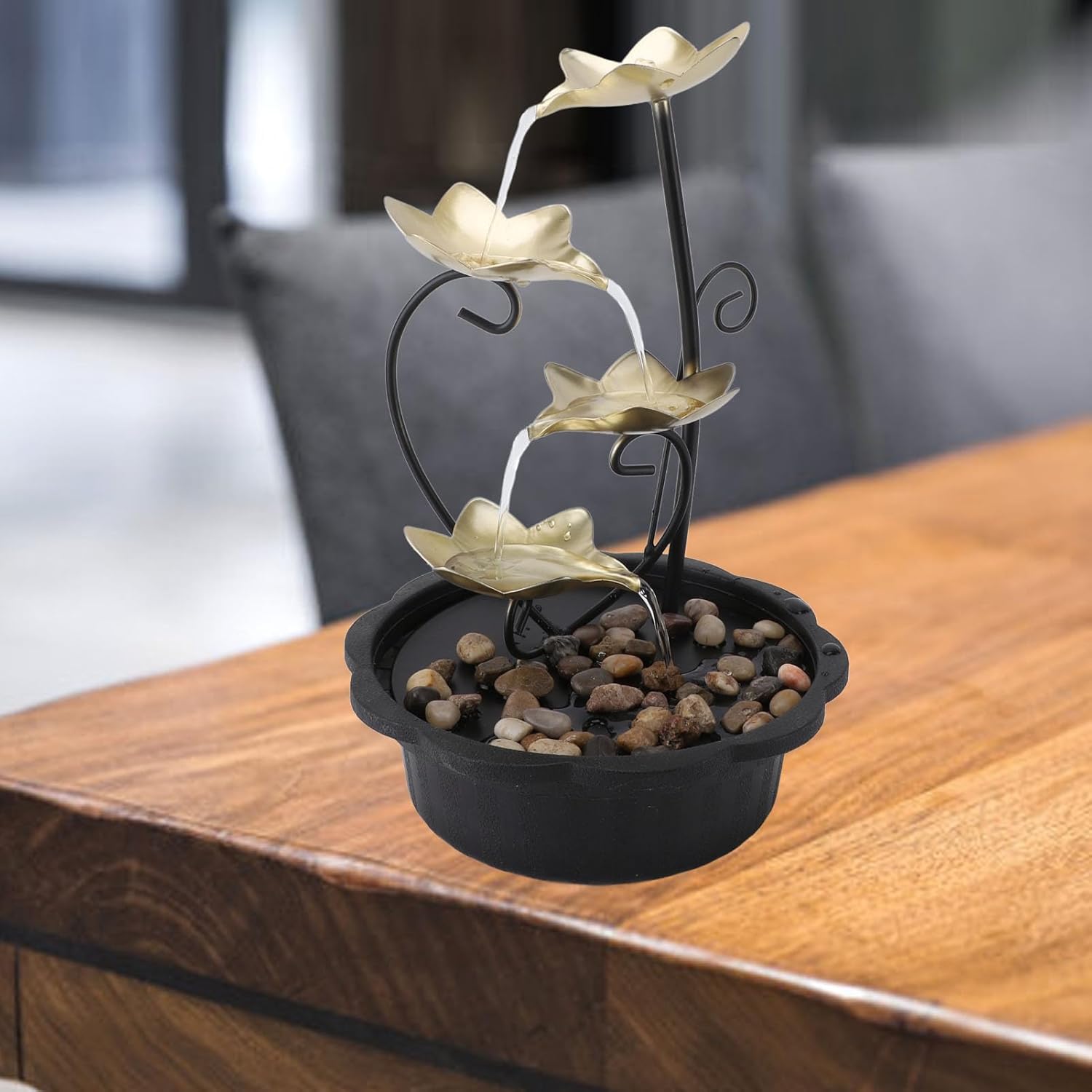 Flowing Water LED Tabletop Fountain Quiet USB Light Decor