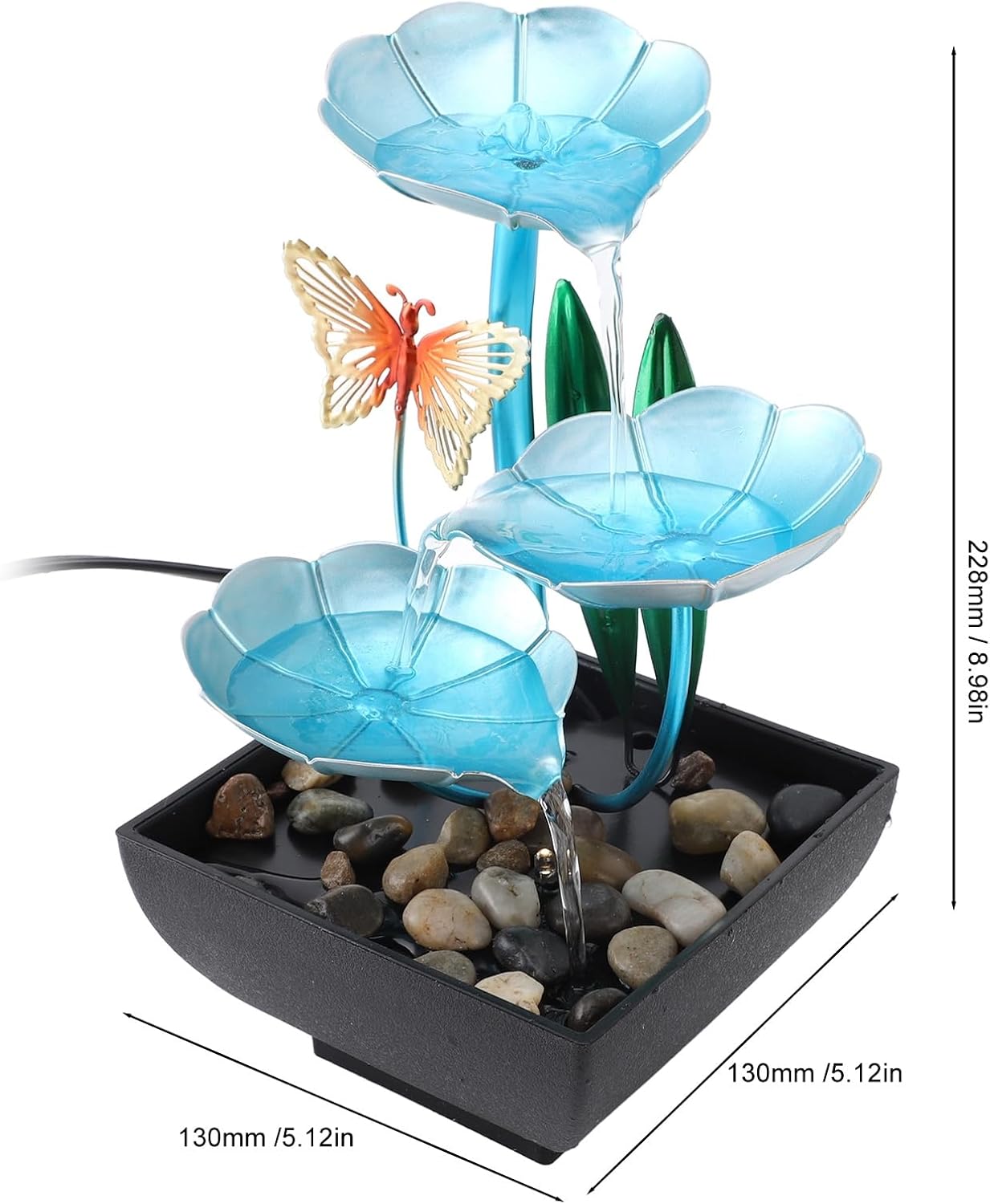 Tabletop Fountain with LED Light and USB Power