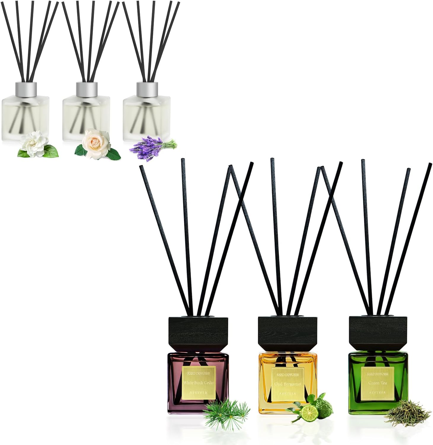 Aeeteek Reed Diffuser Set of 3 with Fragrance Oil
