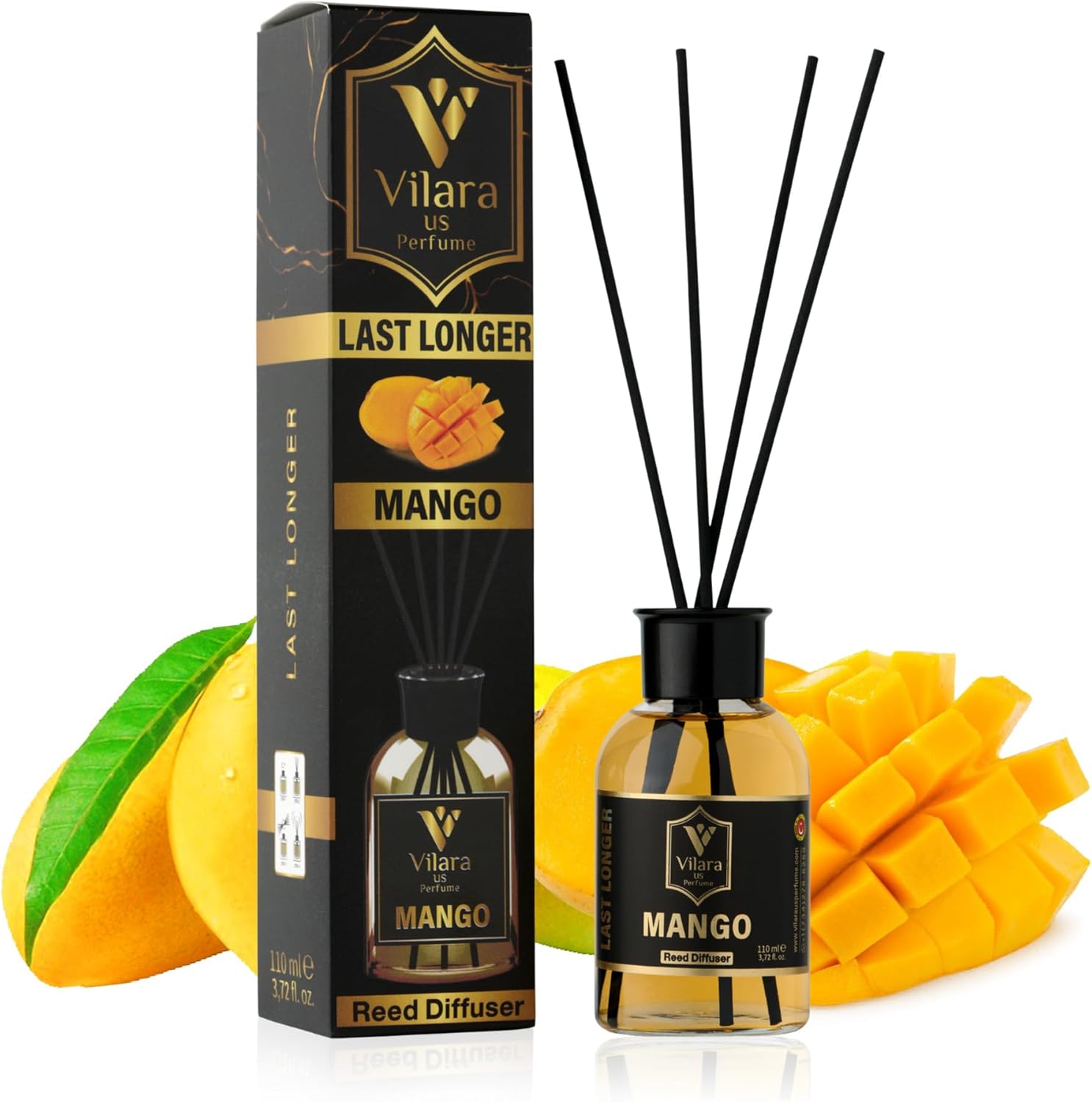 Mango Reed Diffuser Set - Tropical Scent for Home and Office