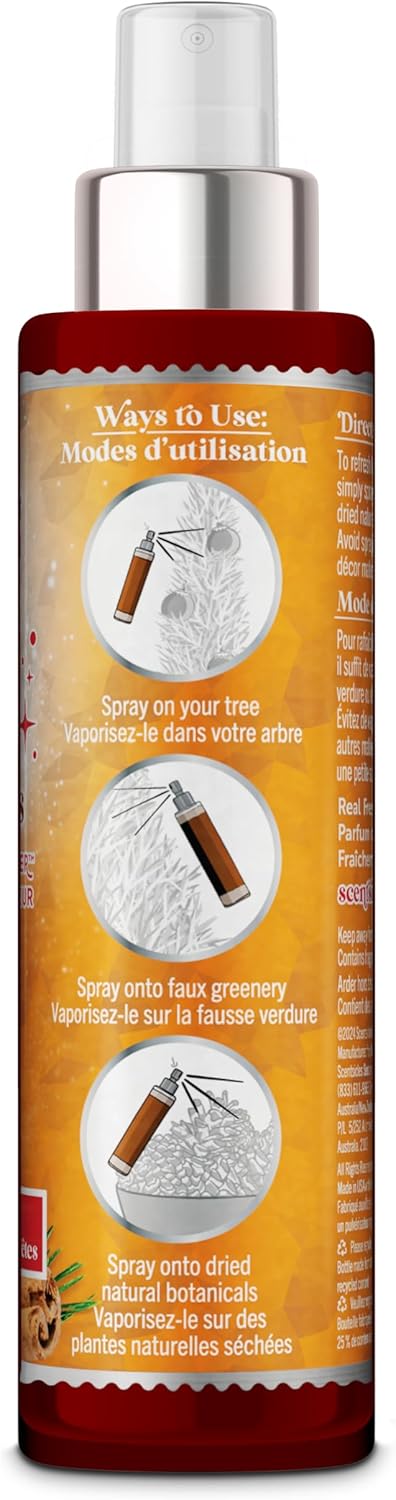 Scentsicles Spiced Pine Cones Scented Christmas Tree Ornaments - 1 Bottle 6 Sticks 1 Spray 4 Oz