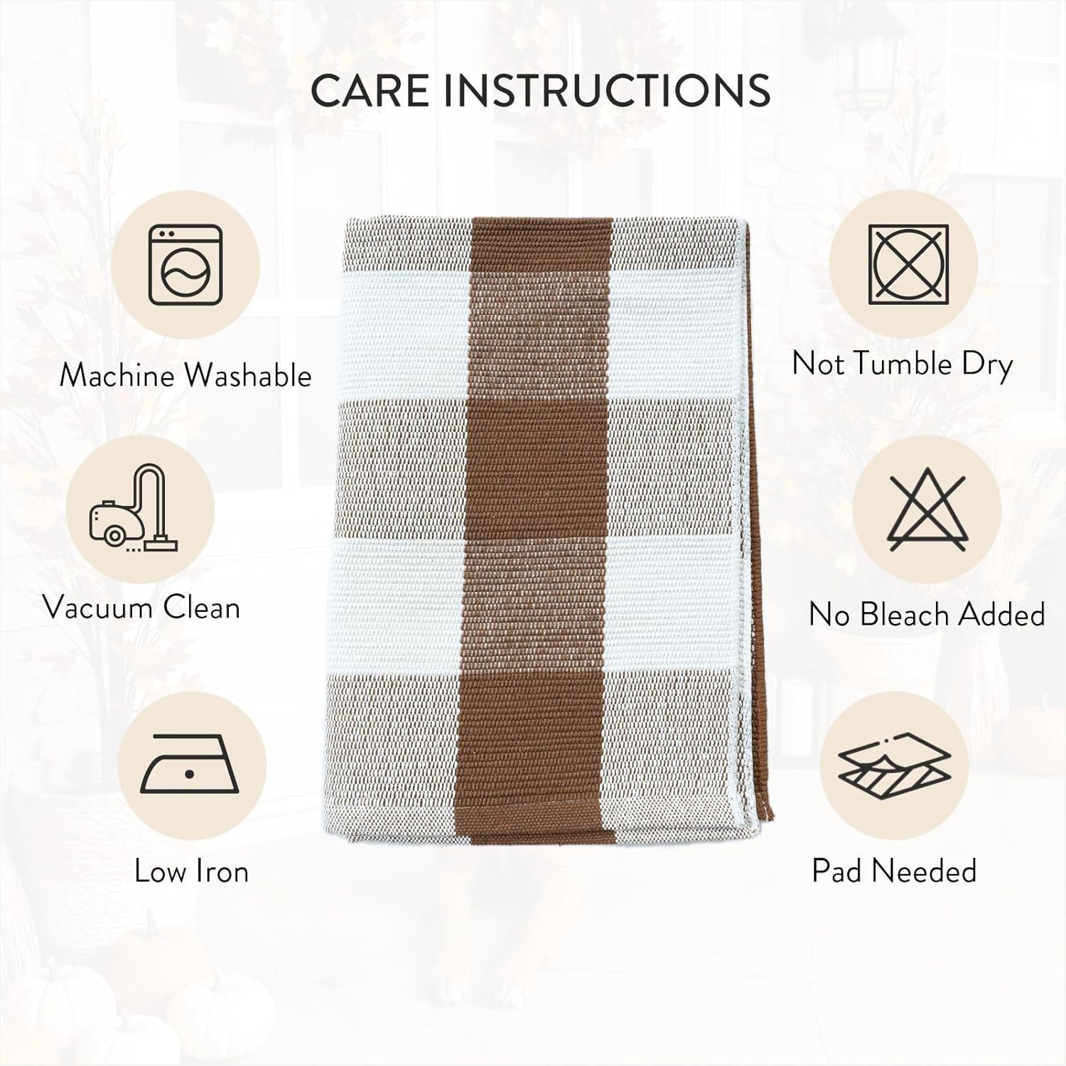 Uphome Buffalo Plaid Outdoor Rug 2x43 Brown Checkered Front Door Mat for Fall Decor