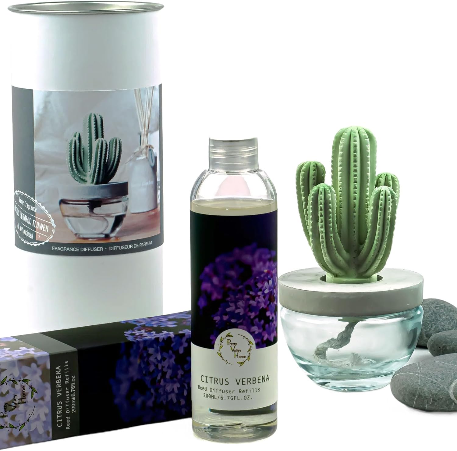 Pretty Valley Home Reed Diffuser Set with Citrus Verbena Fragrance