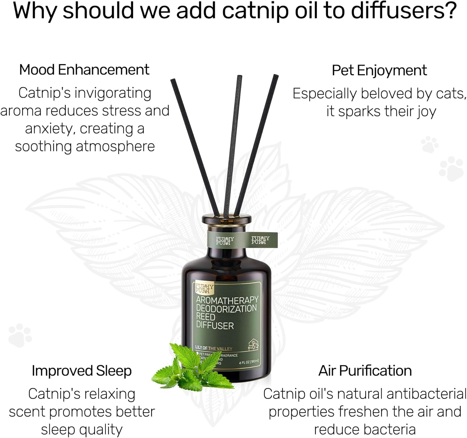 Furrypurr Reed Diffuser for Pet Odor Elimination Berry Rum 6 Oz