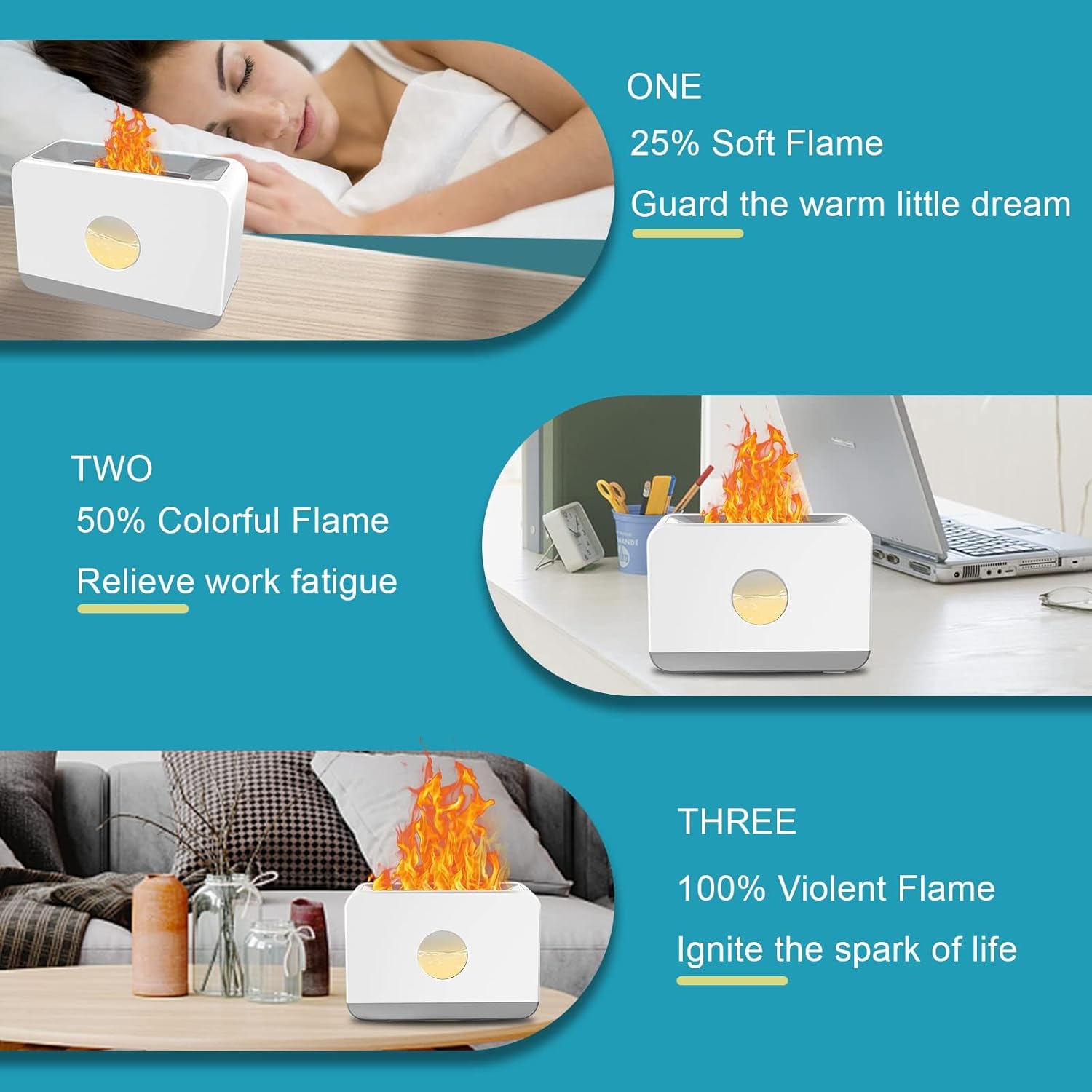 OLV Flame Diffuser with LED Light and Mist