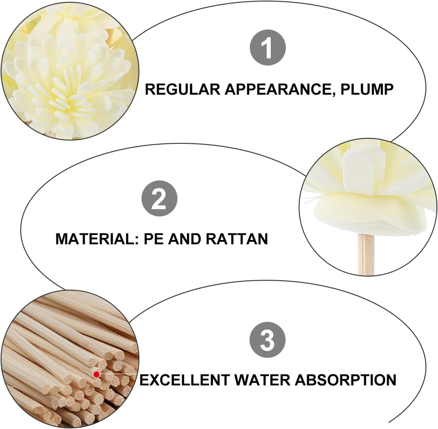 Milisten 30pcs Reed Diffuser Sticks with Flower for Natural Aroma