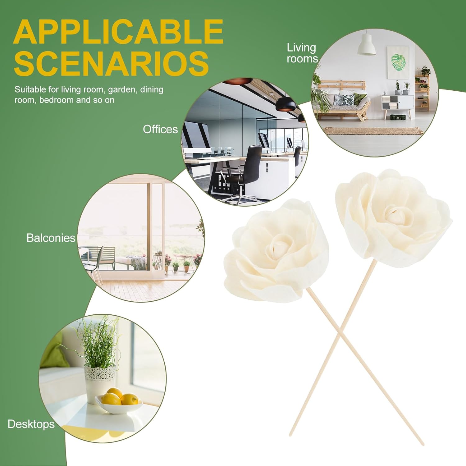 Healifty 5 Pcs Wood Rattan Diffuser Sticks with Flower Shape Head