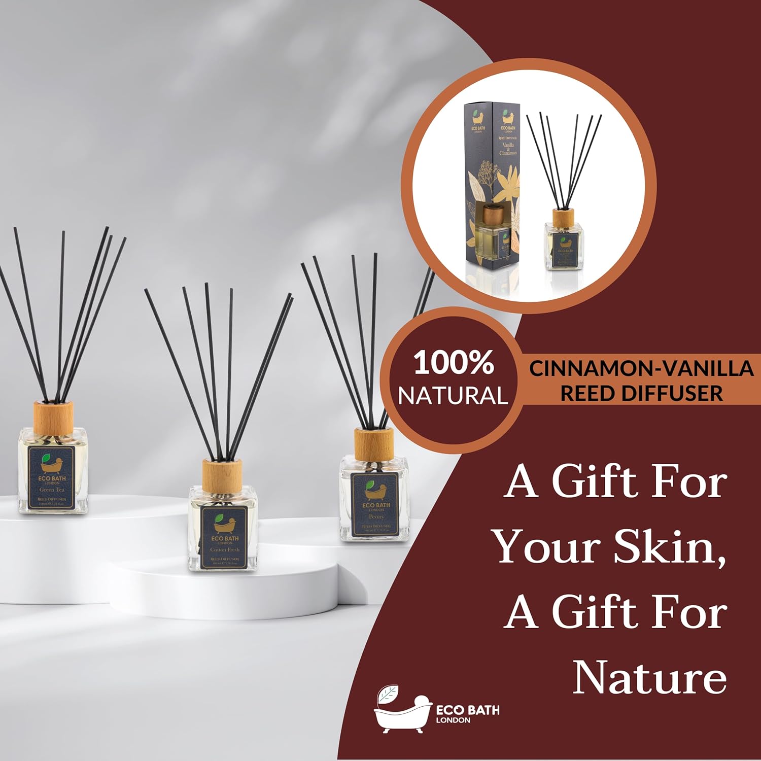 Eco Bath London Reed Diffuser Set - Vanilla Cinnamon