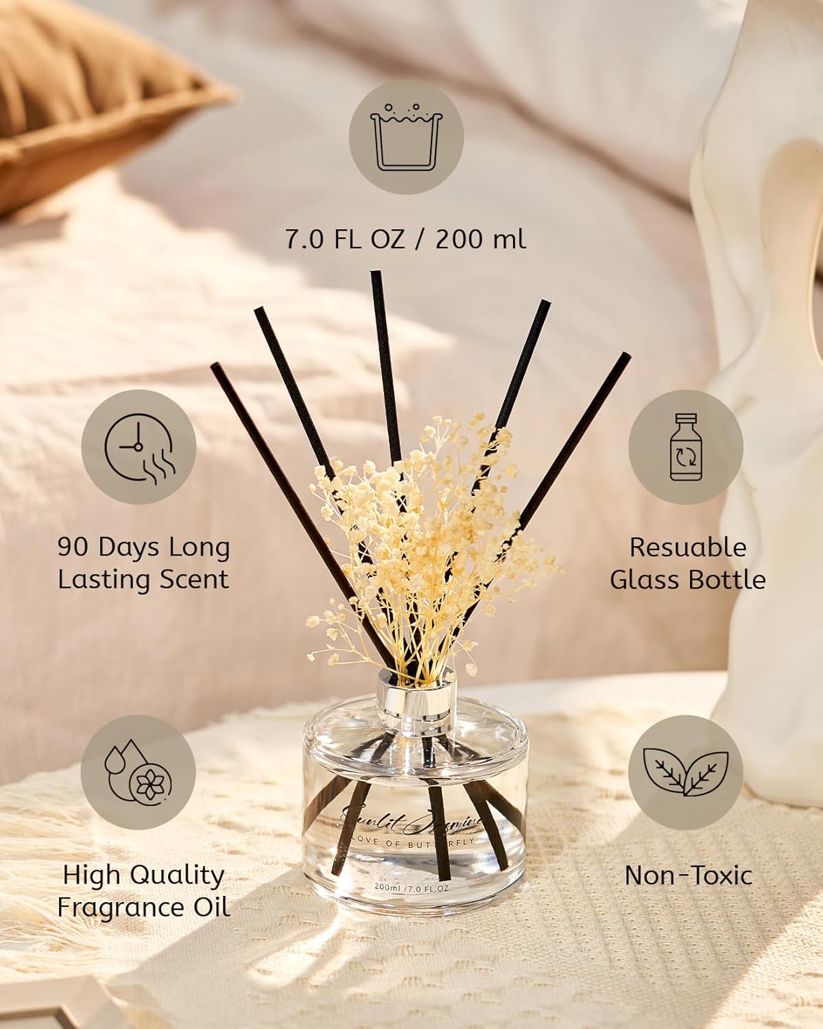 MSENSE Reed Diffuser Set with 7 Sticks