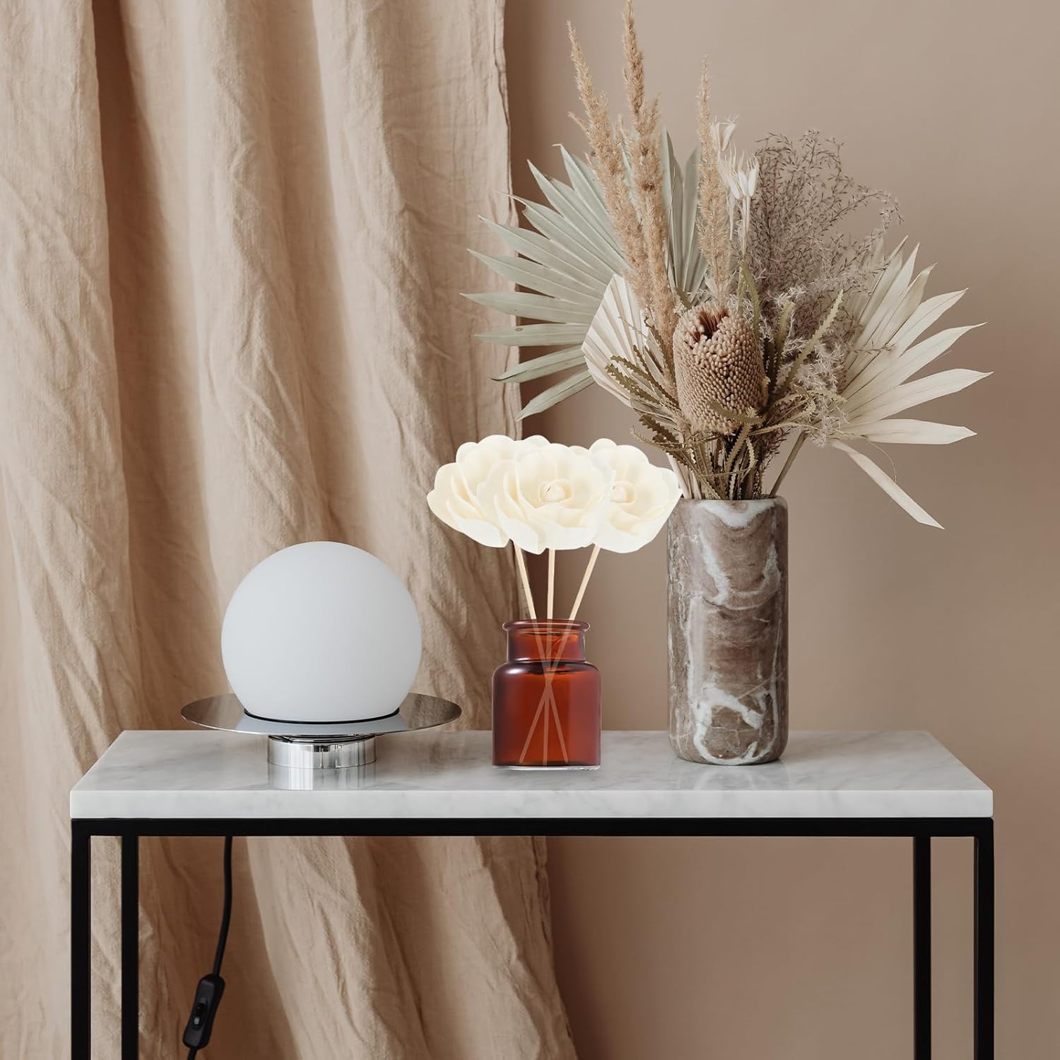 Healifty 5 Pcs Wood Rattan Diffuser Sticks with Flower Shape Head