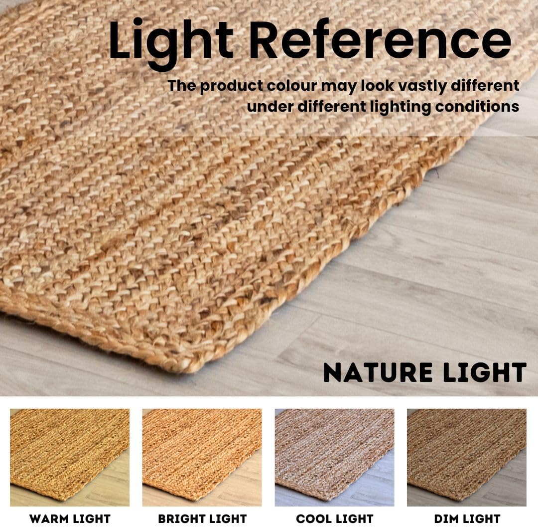 HOMEMONDE Reversible Jute Area Rug - 2x3 ft Natural Fiber Decor