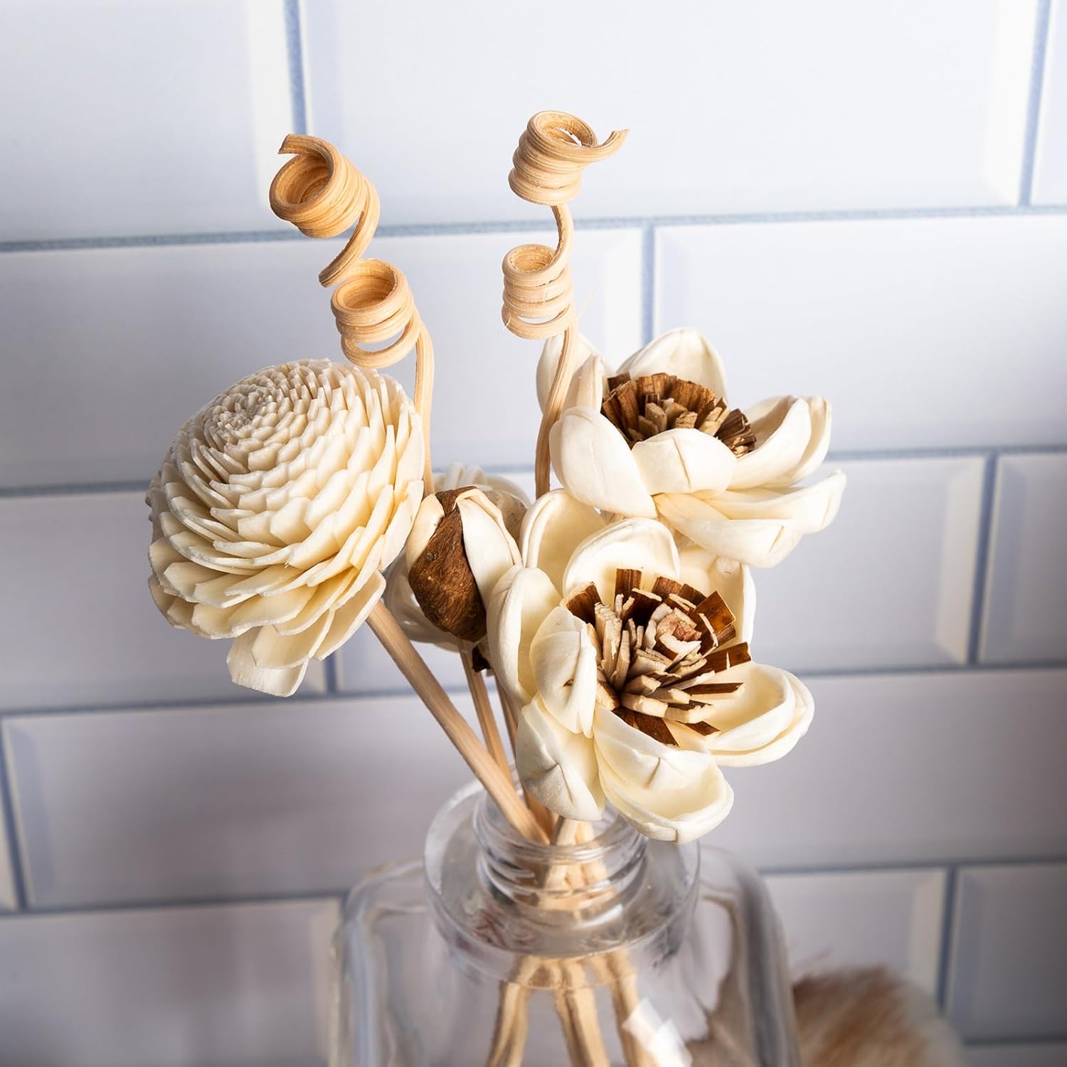 8PCS Colored Flower Rattan Reed Diffuser Set for Room Fragrance