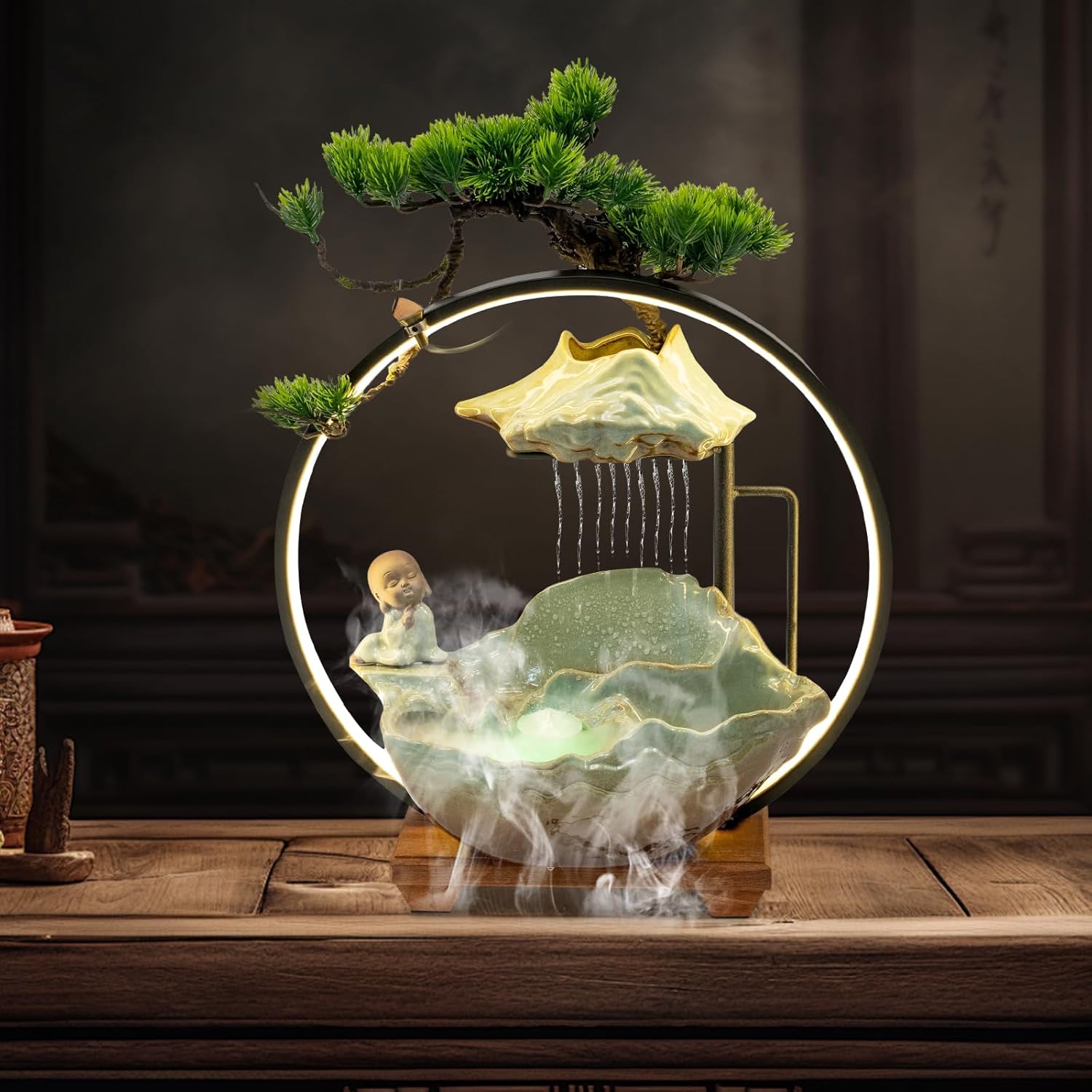 Big Fountain for Table Top - Indoor Waterfall with LED and Reflux Incense 1