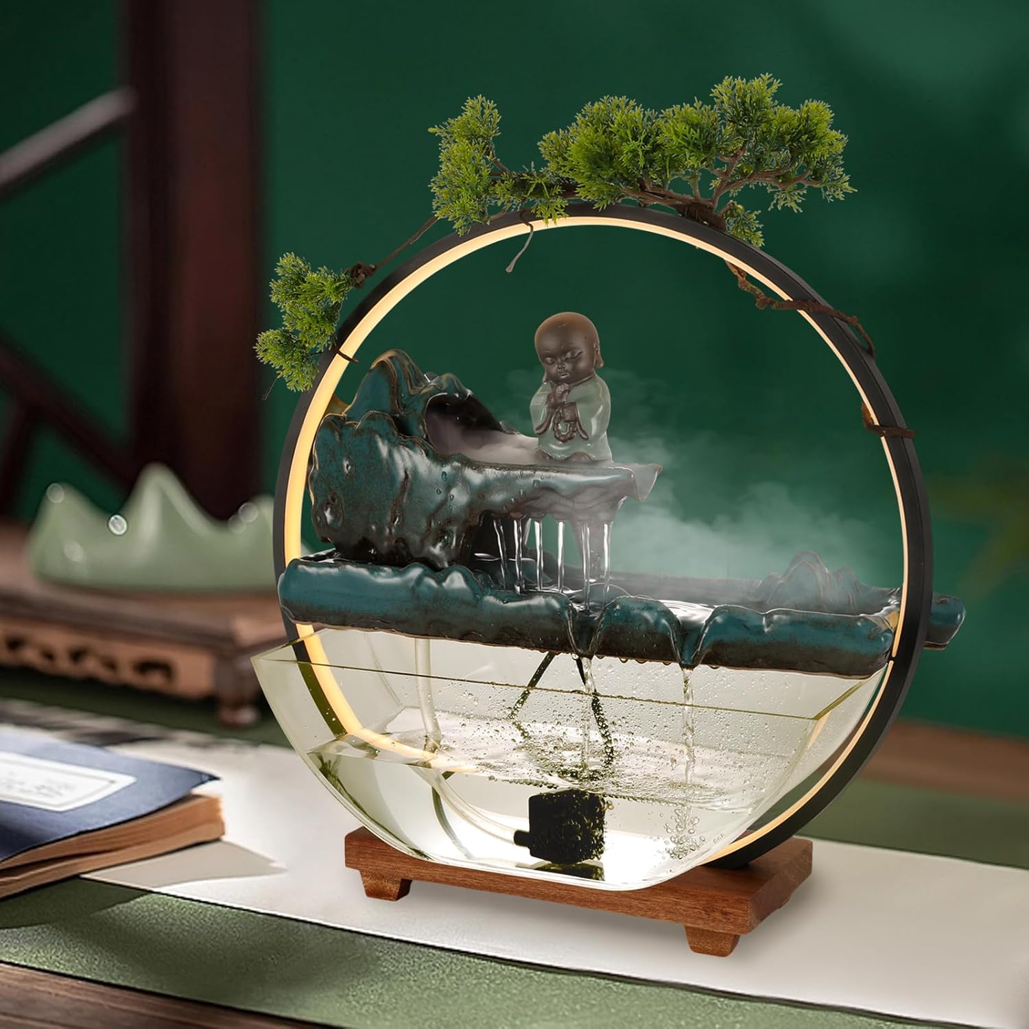 Tabletop Fountain with LED Light and Mist Maker