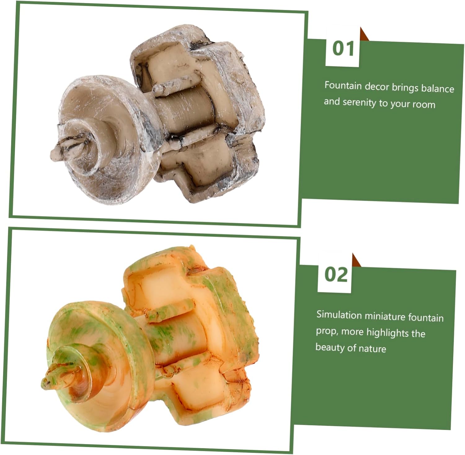 3Pcs Miniature Resin Fountain Decor for Tabletop and Fairy Garden