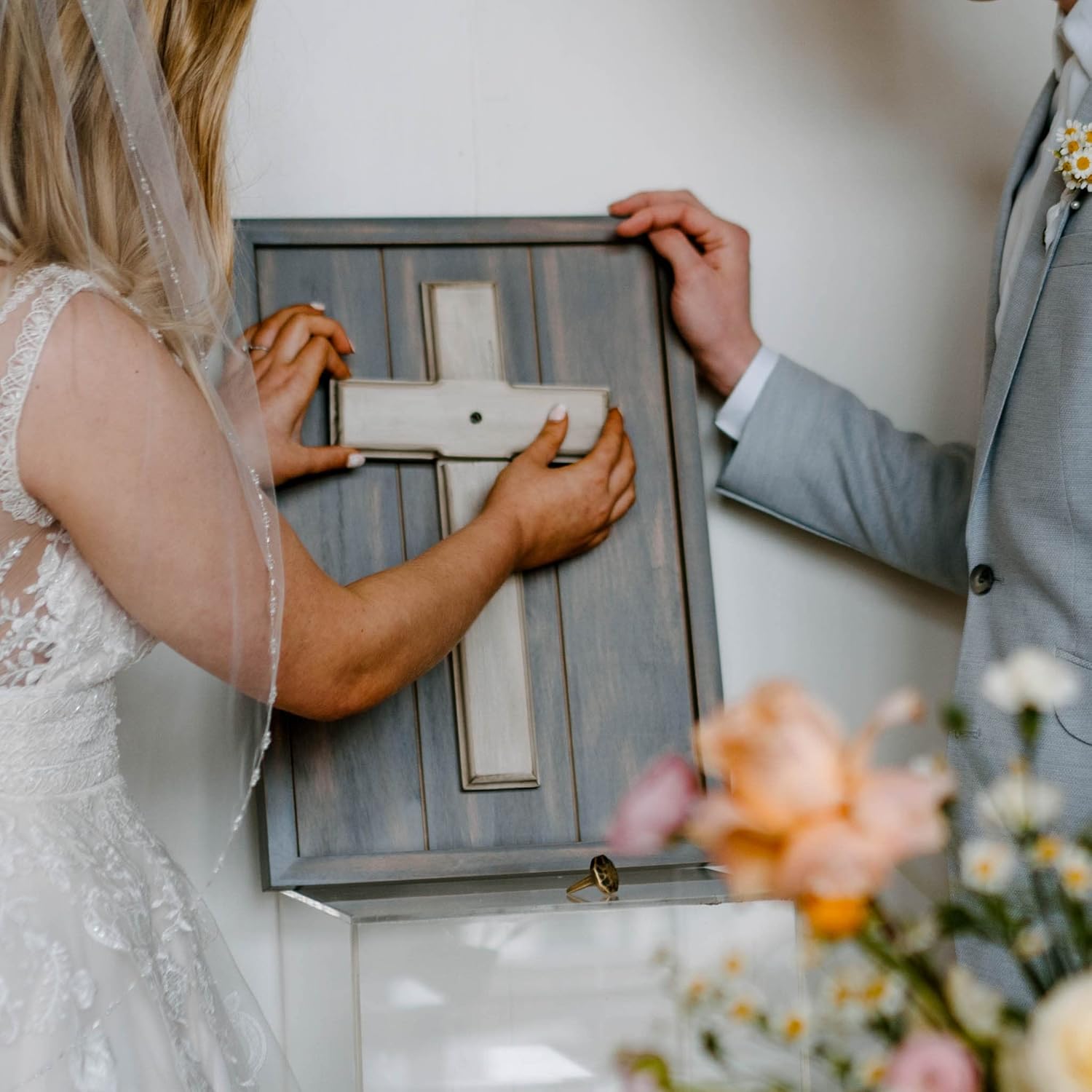 Rustic Knotty Pine Wedding Unity Cross for Your Wall