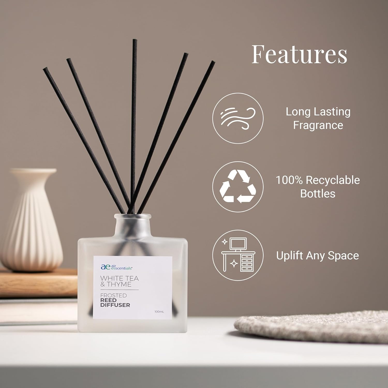 Frosted White Tea Thyme Reed Diffuser Set