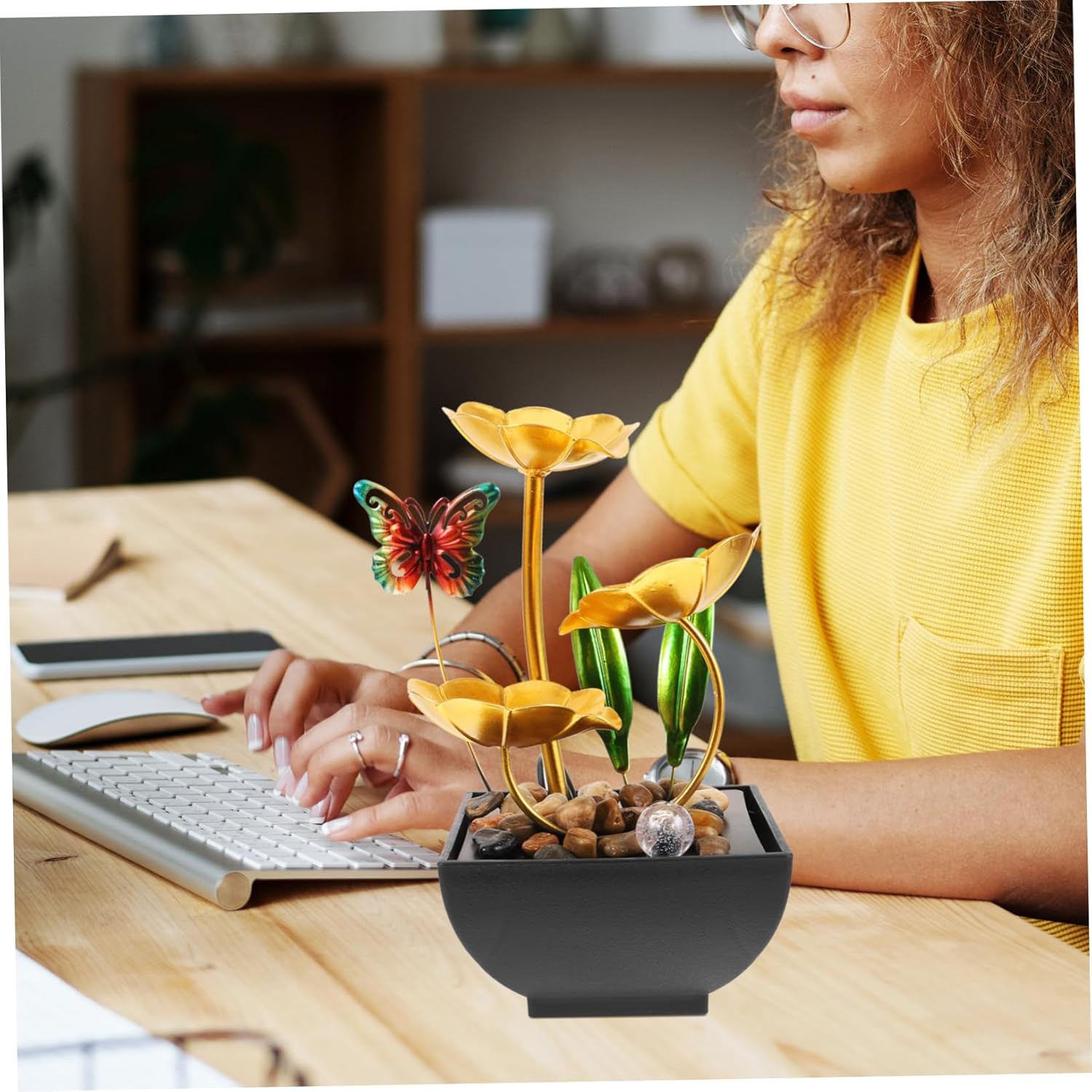 Iron Art 10-Inch Tabletop Water Fountain for Home Office Decor