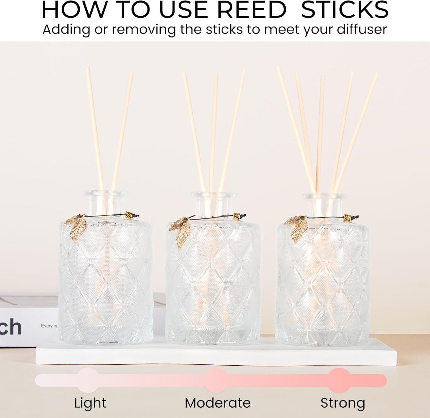 Glass Reed Diffusers Set of 6 with 40 Sticks
