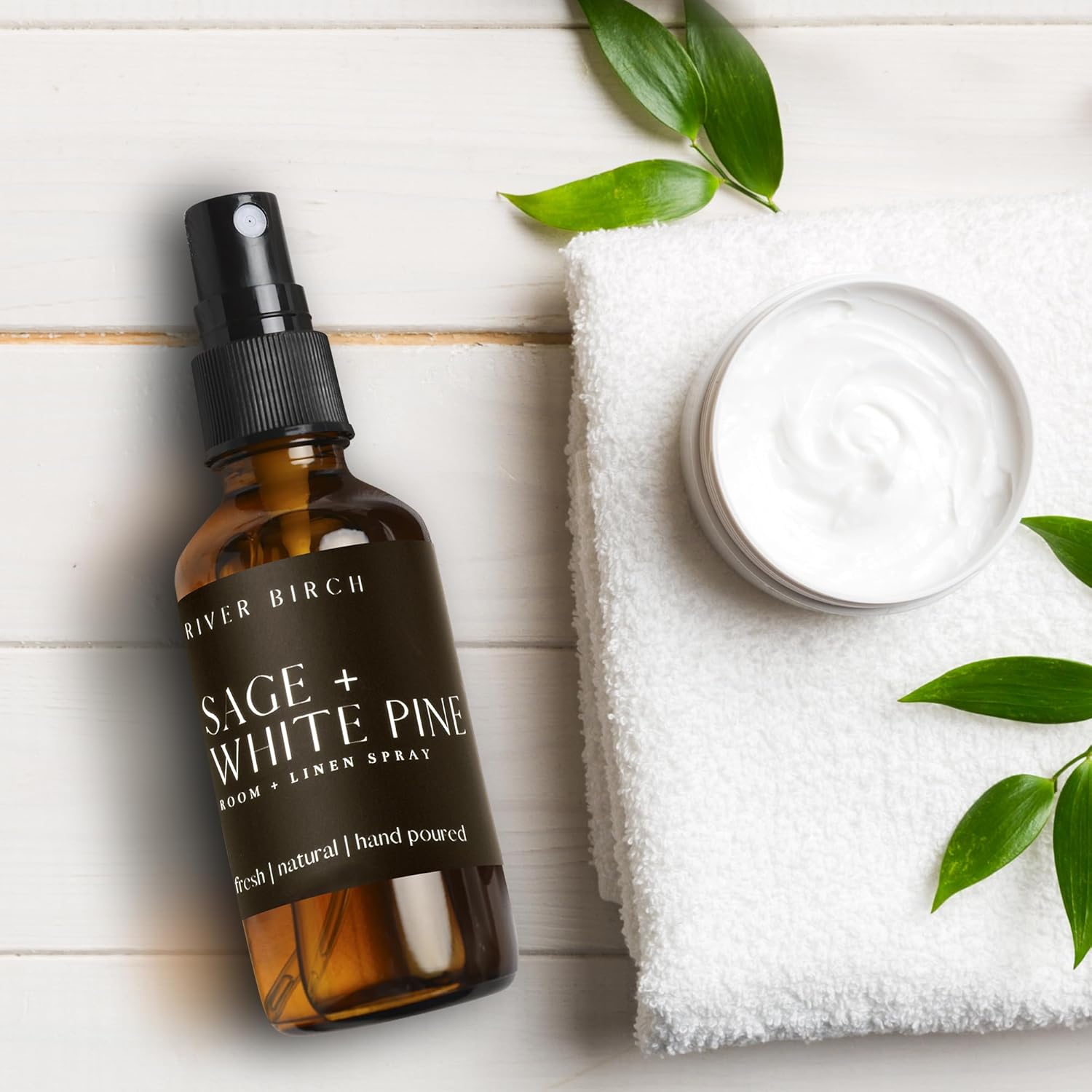 River Birch Luxury Linen Room Spray - Sage White Pine 4 oz Glass Bottle