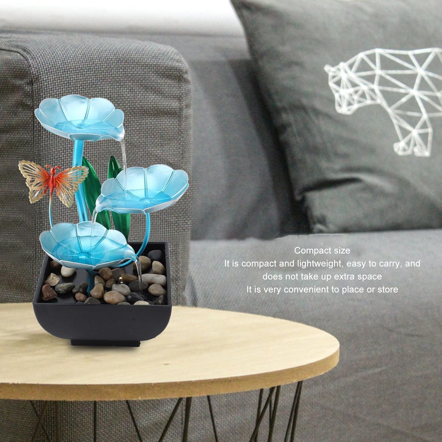 Tabletop Fountain with LED Light and USB Power