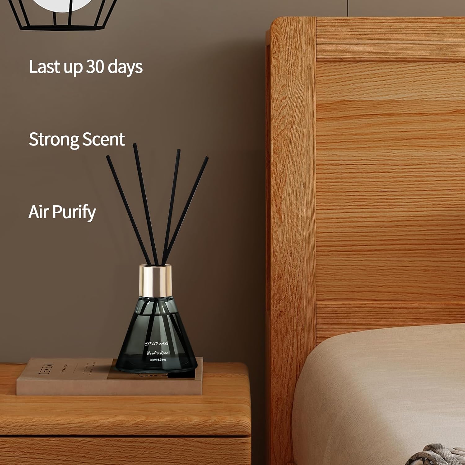 3 Pack 100ml Reed Diffusers with 24 Fiber Sticks Rose Cedar Grapefruit Room Fragrance