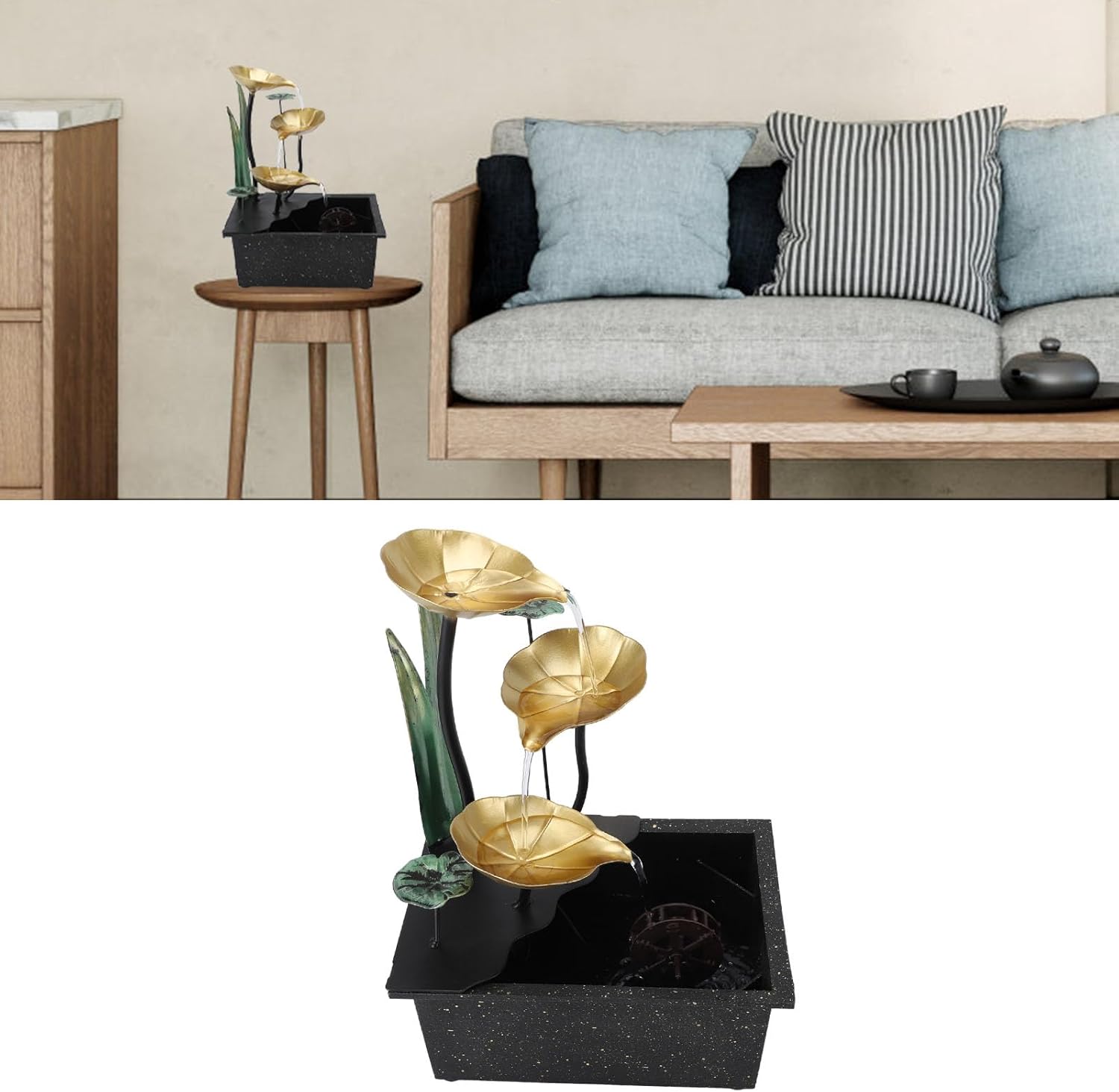 Compact Tabletop Fountain with LED Light and Adjustable Flow