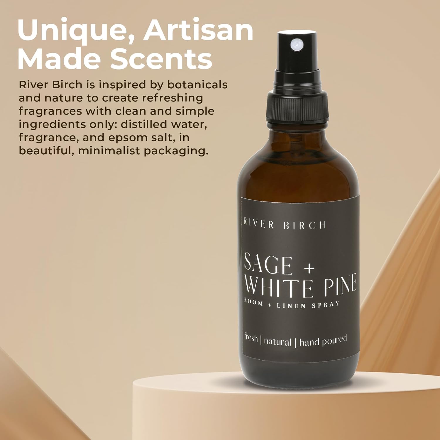 River Birch Luxury Linen Room Spray - Sage White Pine 4 oz Glass Bottle