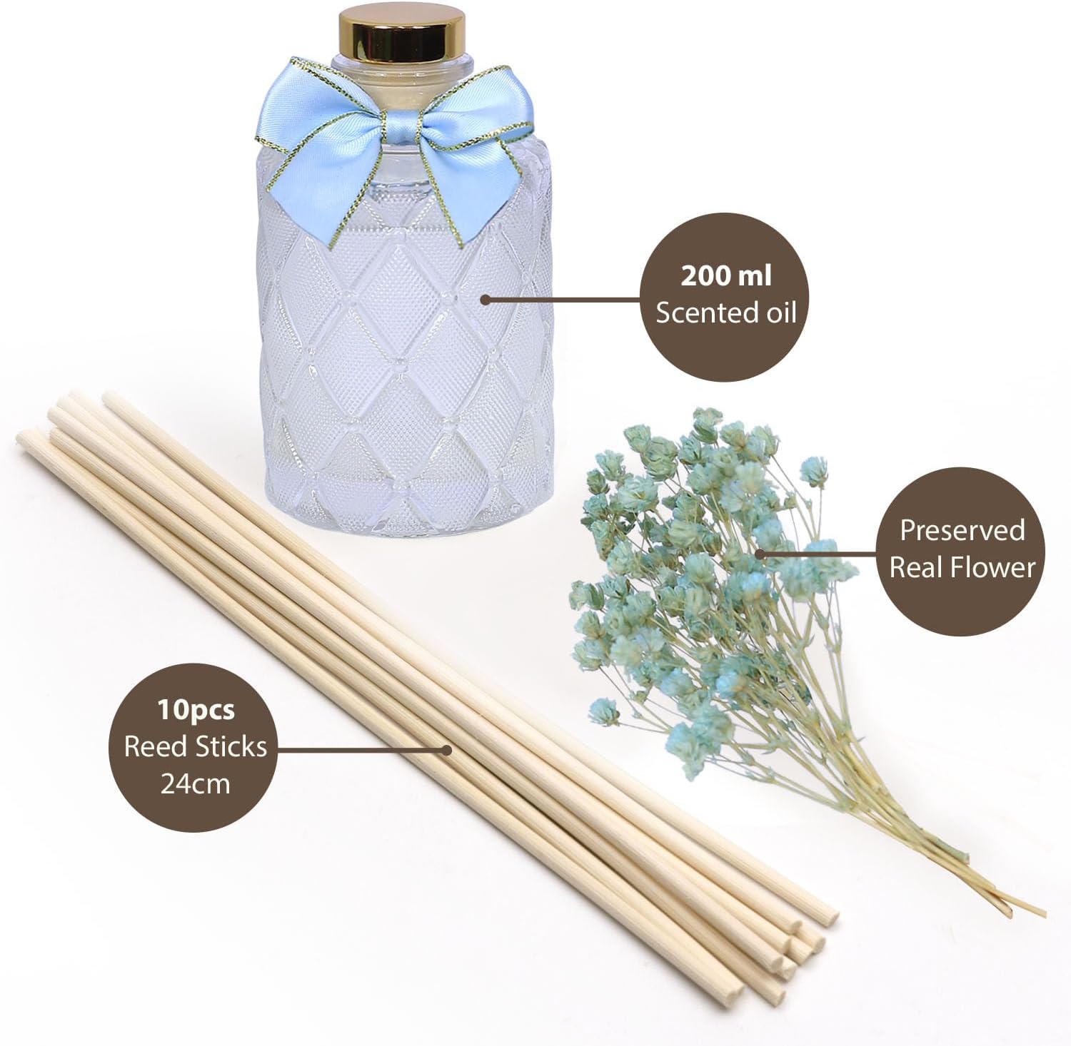 UCC Premium Reed Diffuser Set with Preserved Flowers