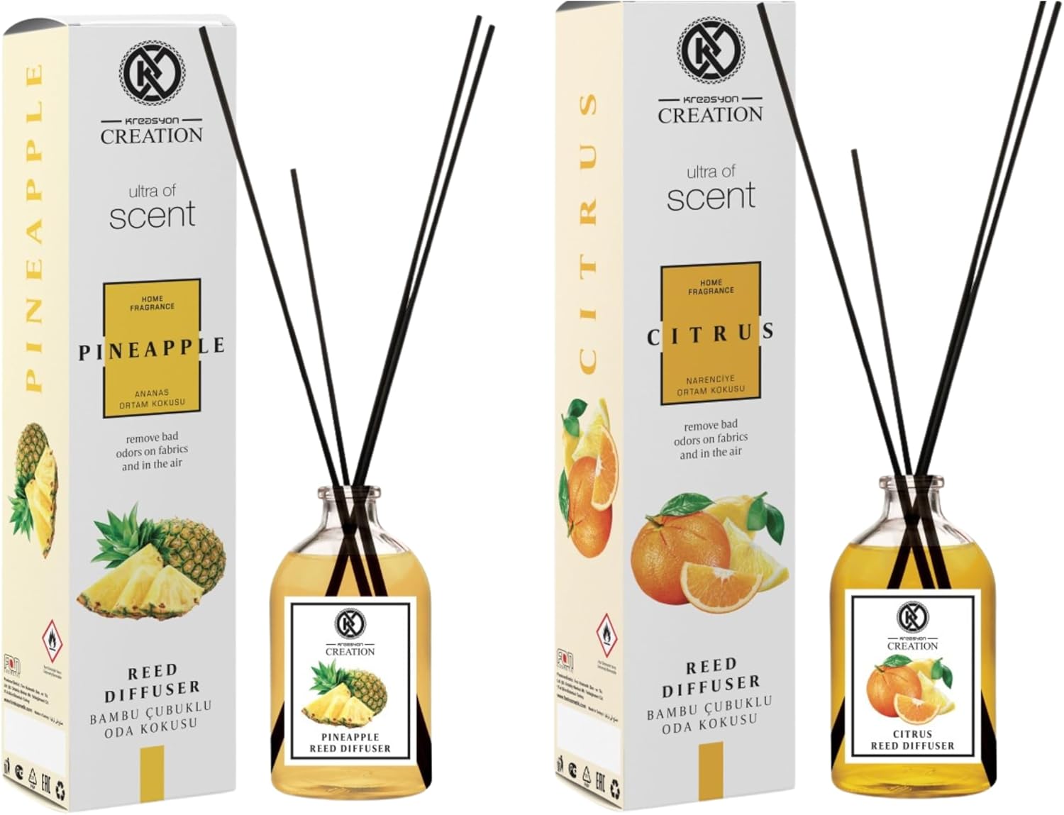 Room Freshener Set - Pineapple Citrus Aromatherapy Diffuser 115 ml