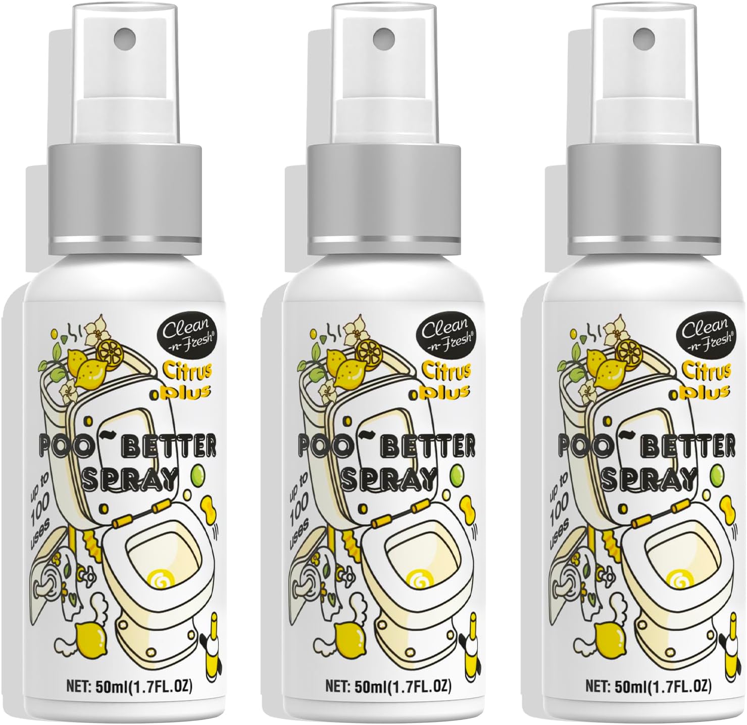 Clean-n-Fresh Toilet Spray 51 Fl Oz Pack of 3 Citrus Scent