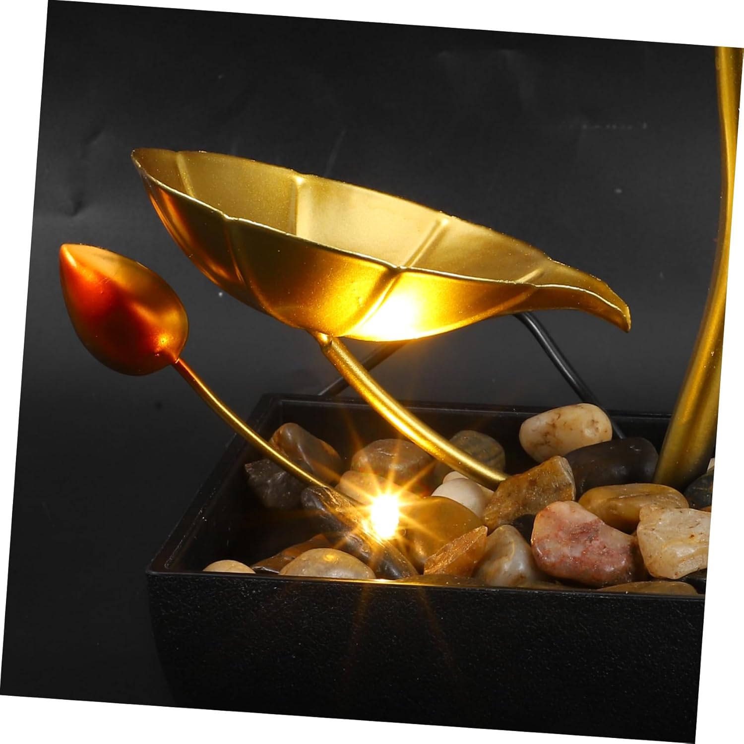 Golden Lotus Waterfall Tabletop Fountain for Indoor Decor