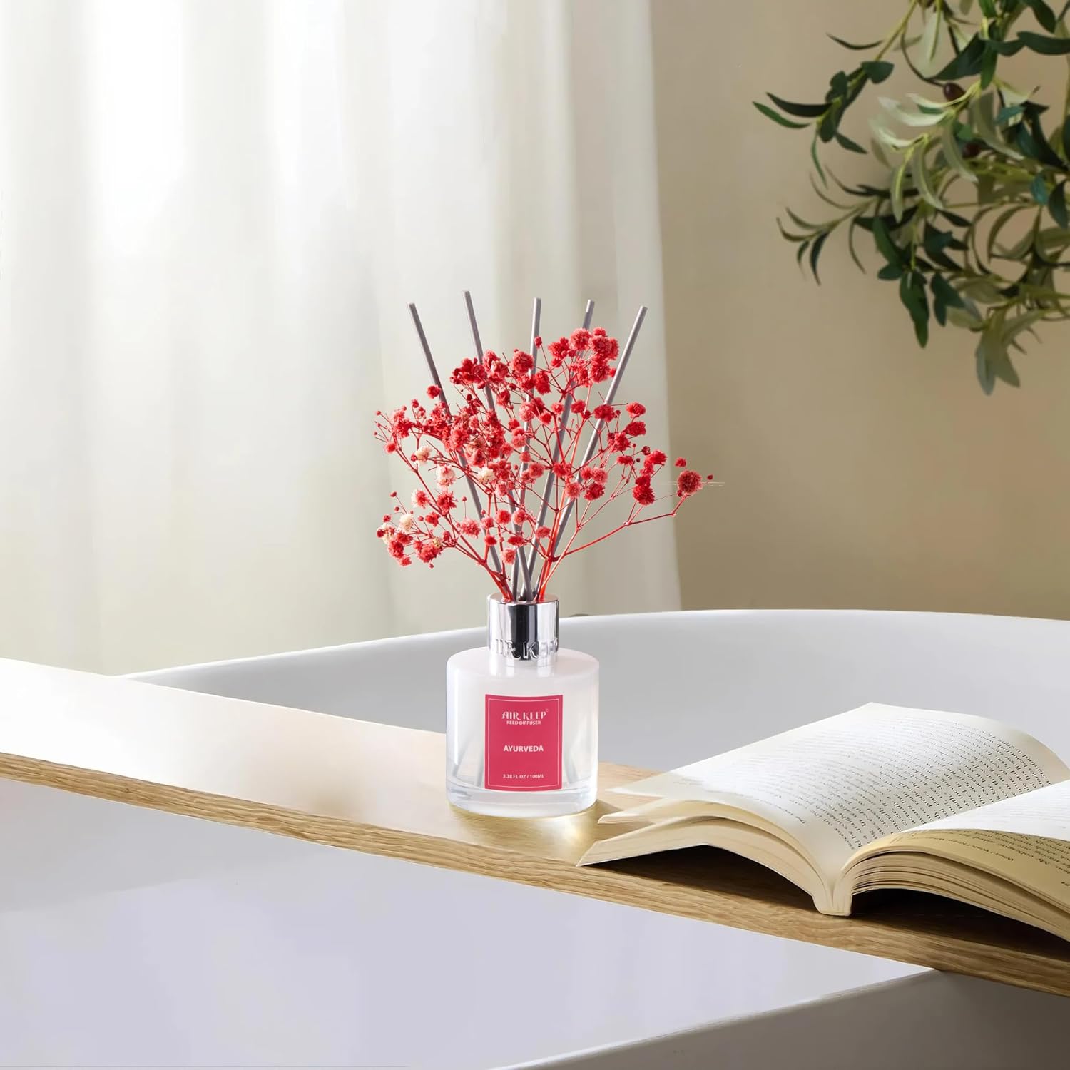 Airkeep Reed Diffuser Set - Ayurveda Almond Oil with 8 Reed Sticks