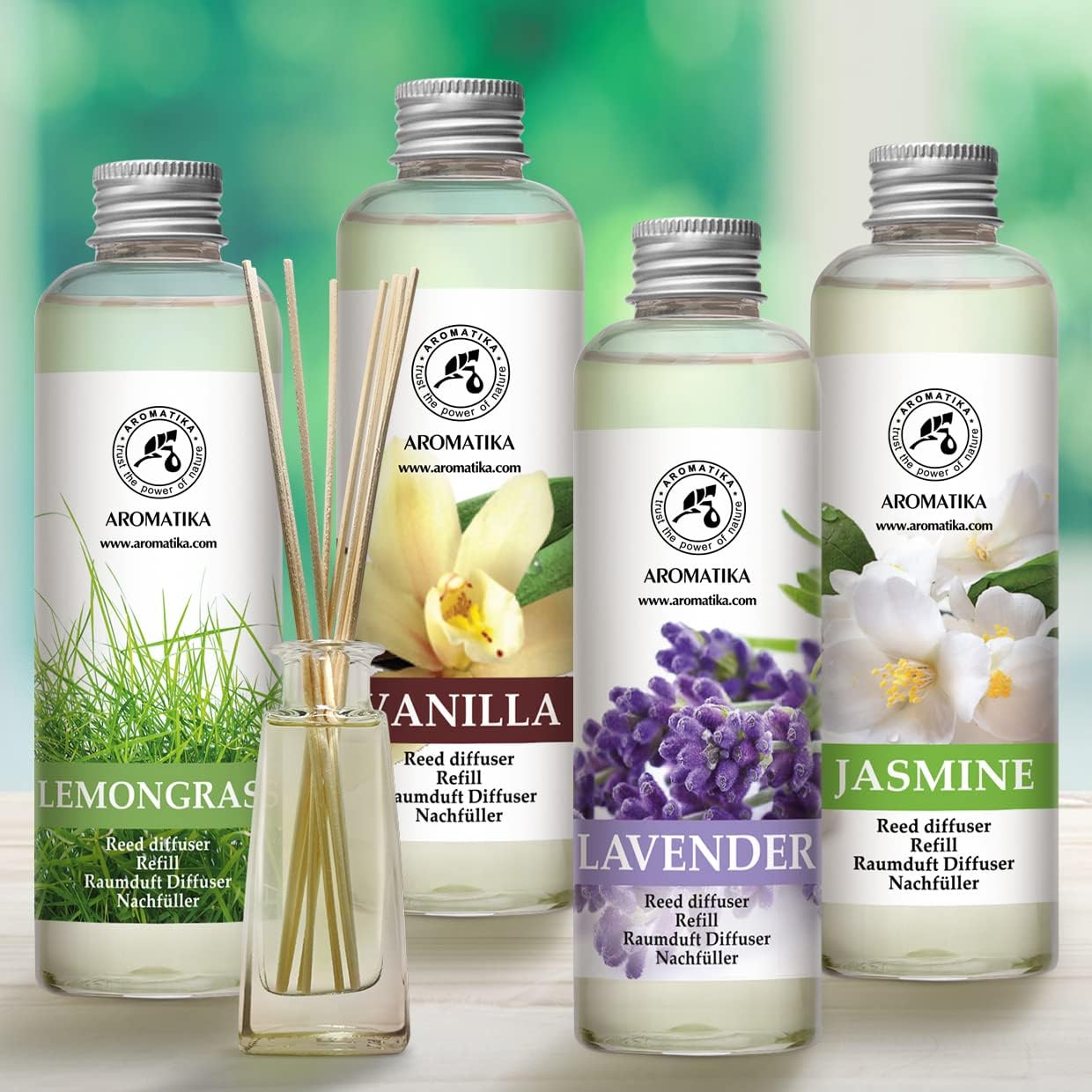 AROMATIKA Natural Reed Diffuser Set 4x68 Fl Oz