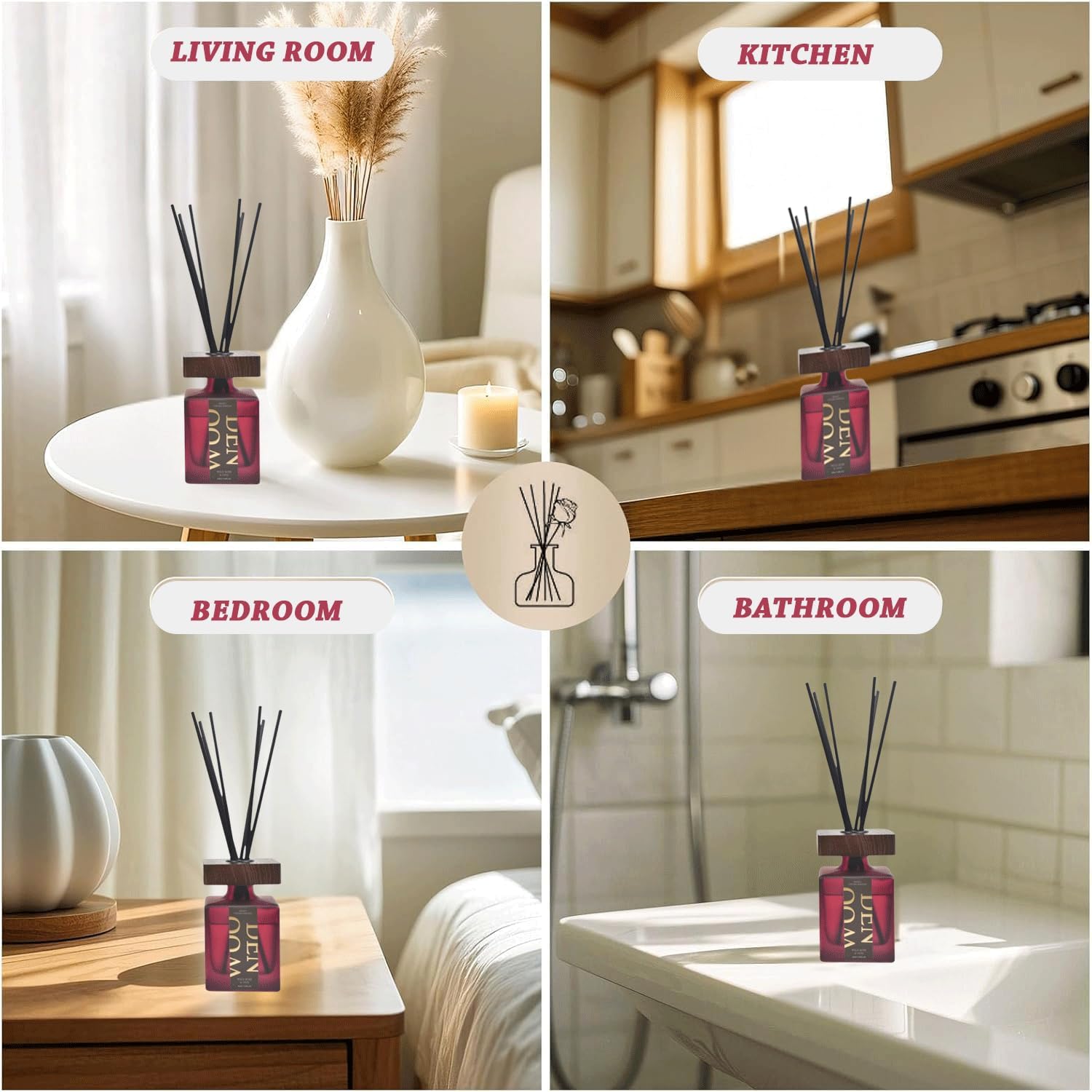 Wlinder Luxury Reed Diffuser Set 67 Oz Wild Rose