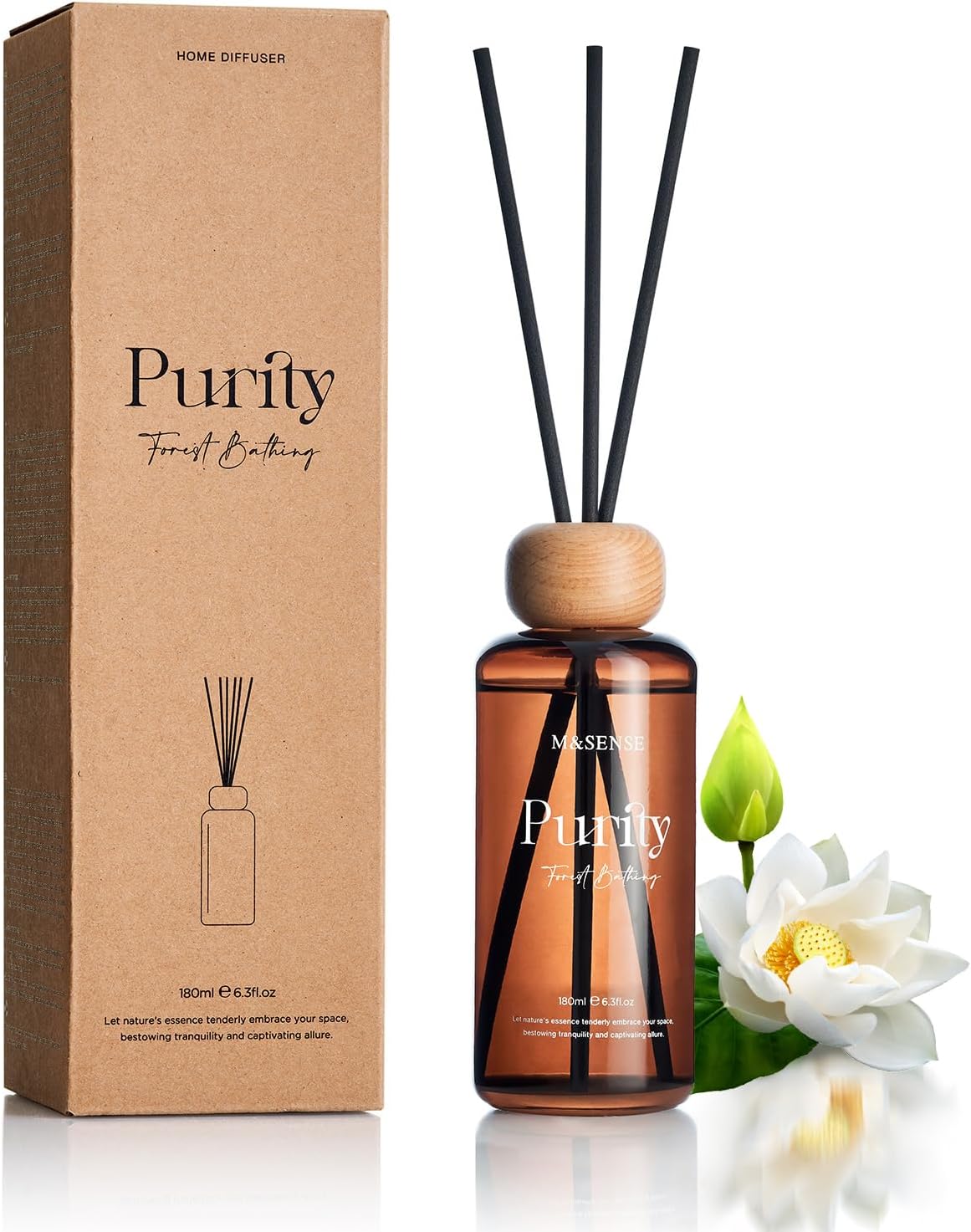 MSENSE Summer Bathing Reed Diffuser Fig Lotus Scented 63 Fl Oz Aroma Set for Home and Office