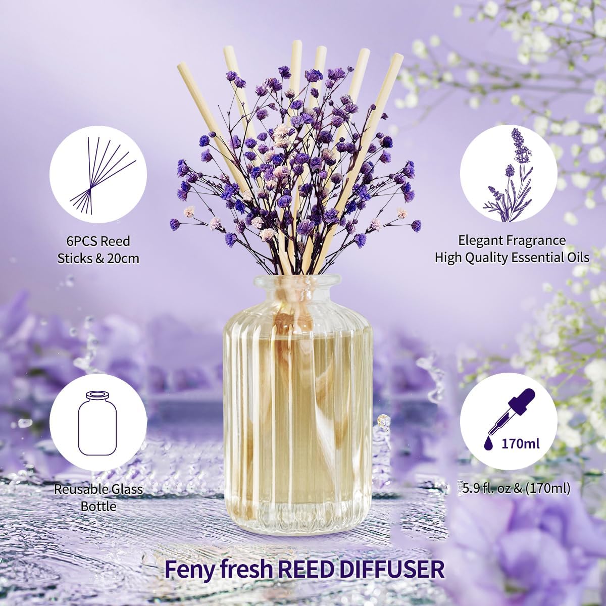 Feny Fresh Lavender Thyme Reed Diffuser Set