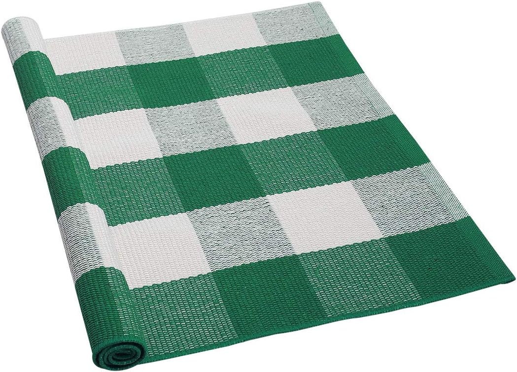 Uxcell Buffalo Check Rug 35x24 Green White
