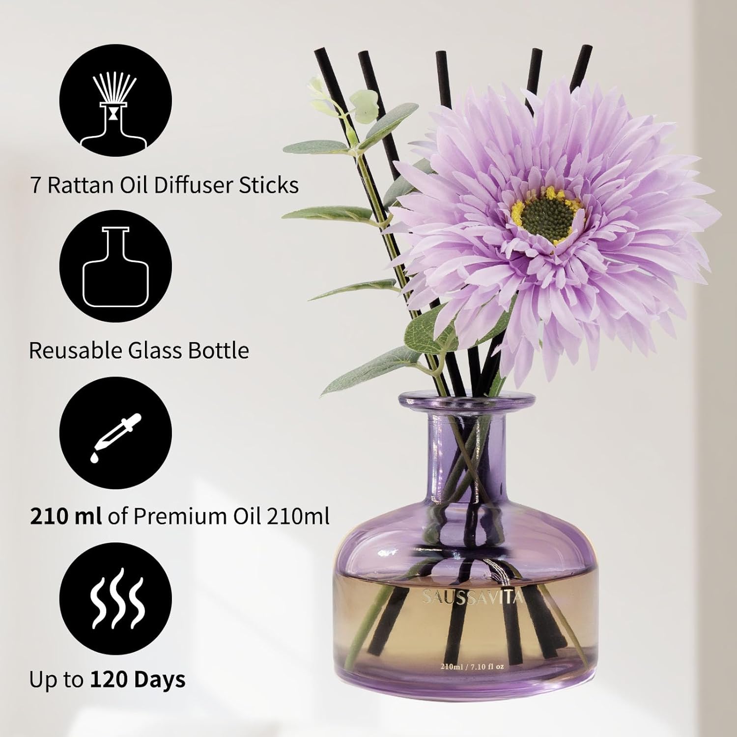 Saussavita Reed Diffusers Set with 7 Sticks
