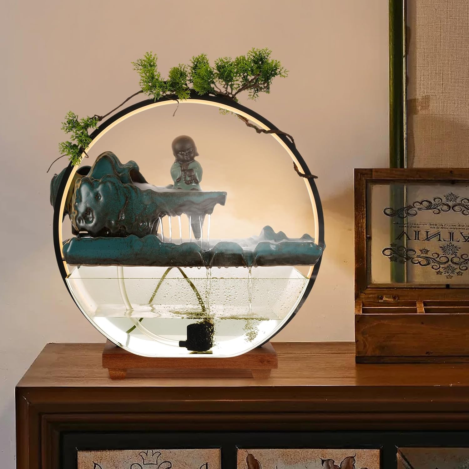 Tabletop Fountain with LED Light and Mist Maker