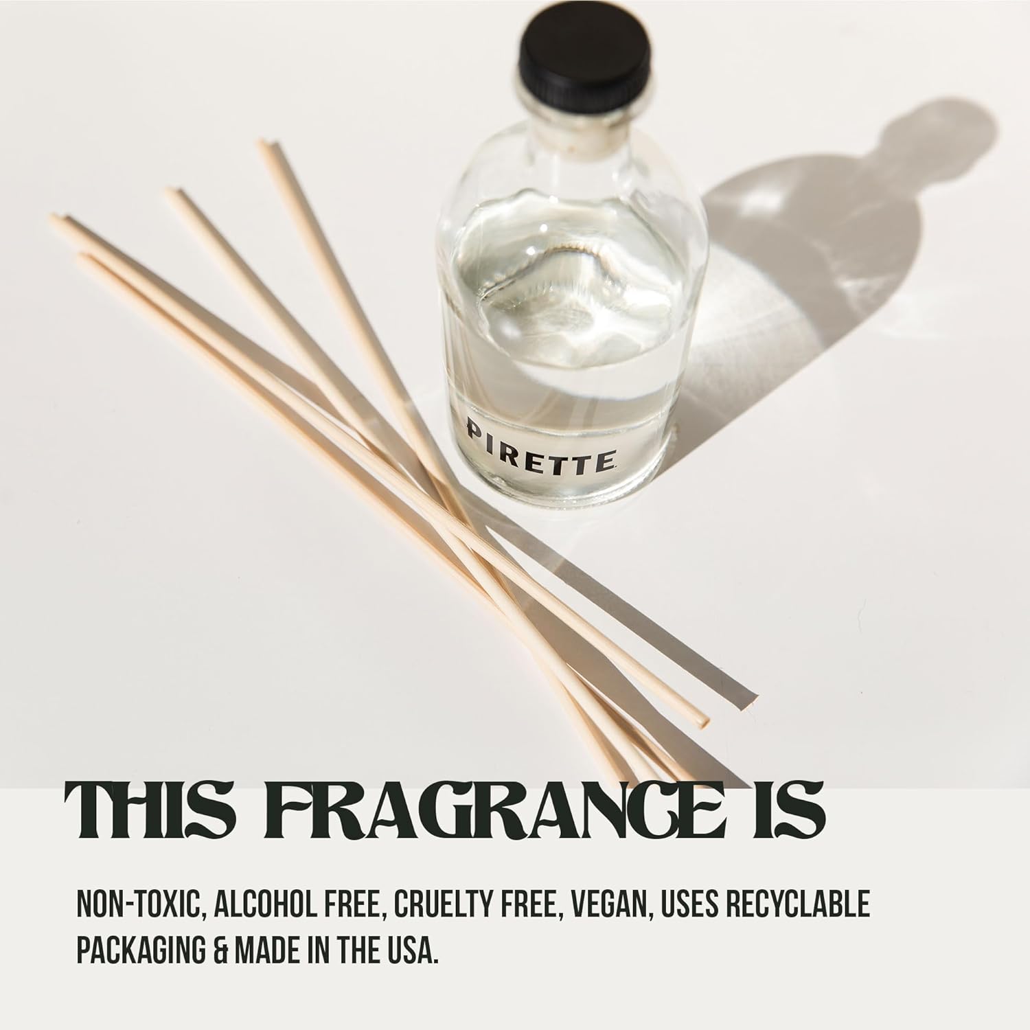 PIRETTE Reed Diffuser with 8 Bamboo Reeds 6 Oz