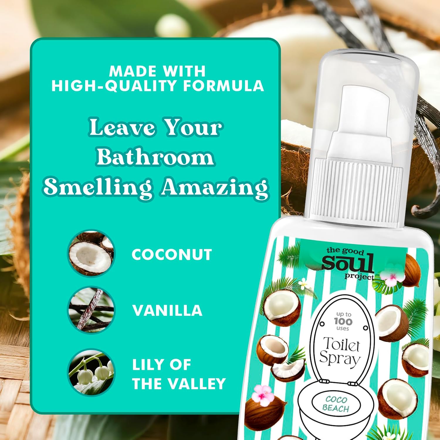 Toilet Spray Coco Beach 2 Fl Oz Travel Size 2 Pack