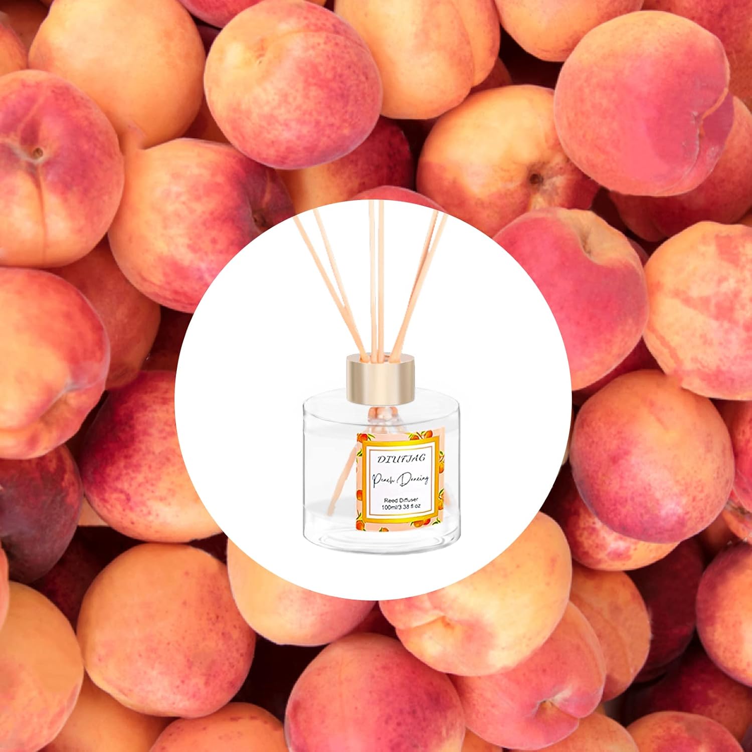 DIUFJAG 150ml and 100ml Peach Reed Diffuser Set
