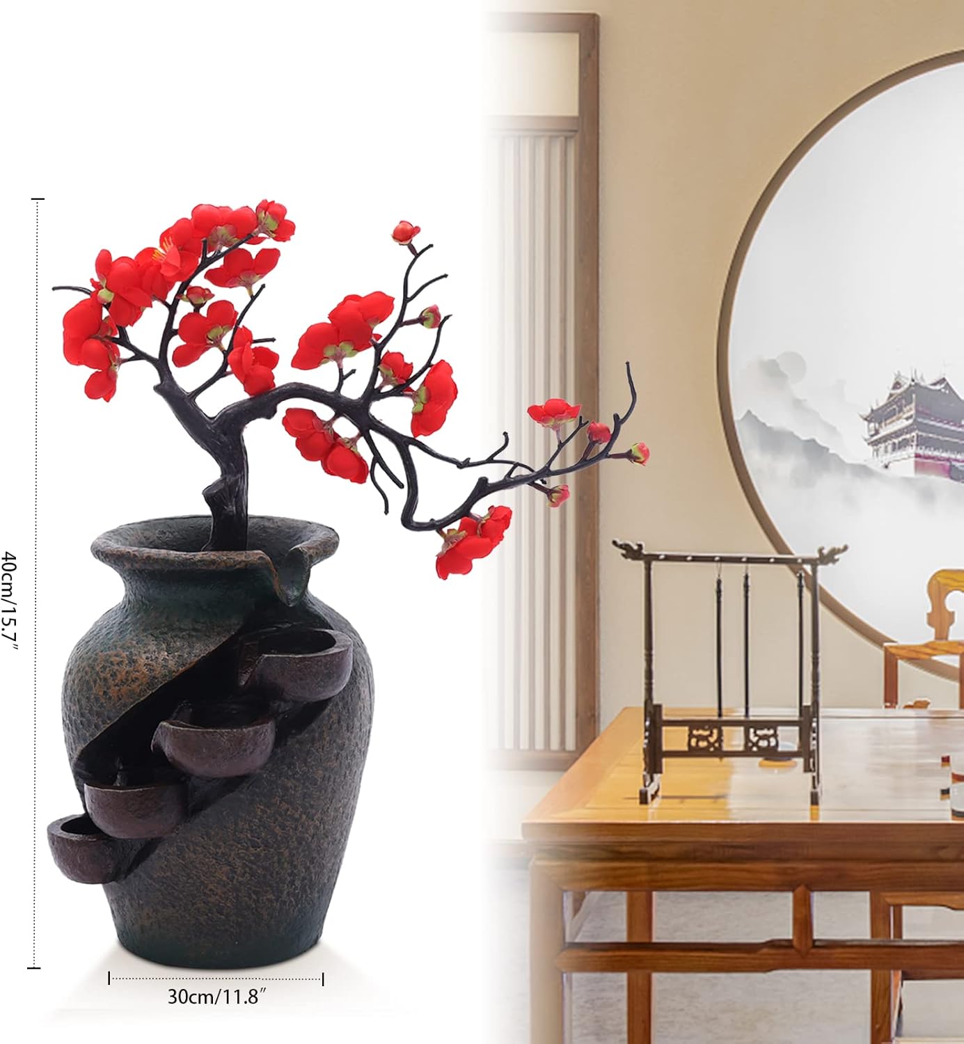 Desktop Fountain Simulating Tree Flowers for Home Decoration and Gifts