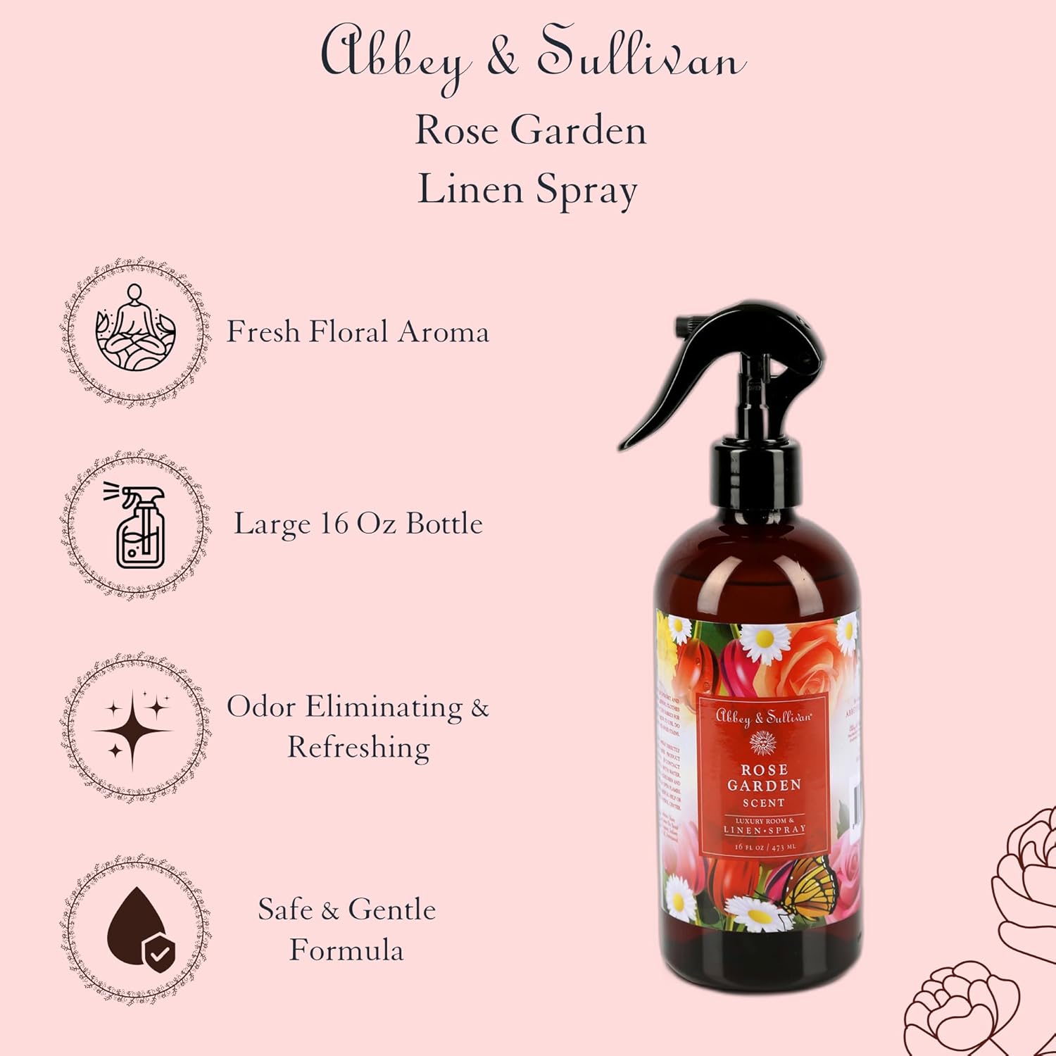 Abbey Sullivan Linen Spray Rose Garden 16 oz Pack of 2