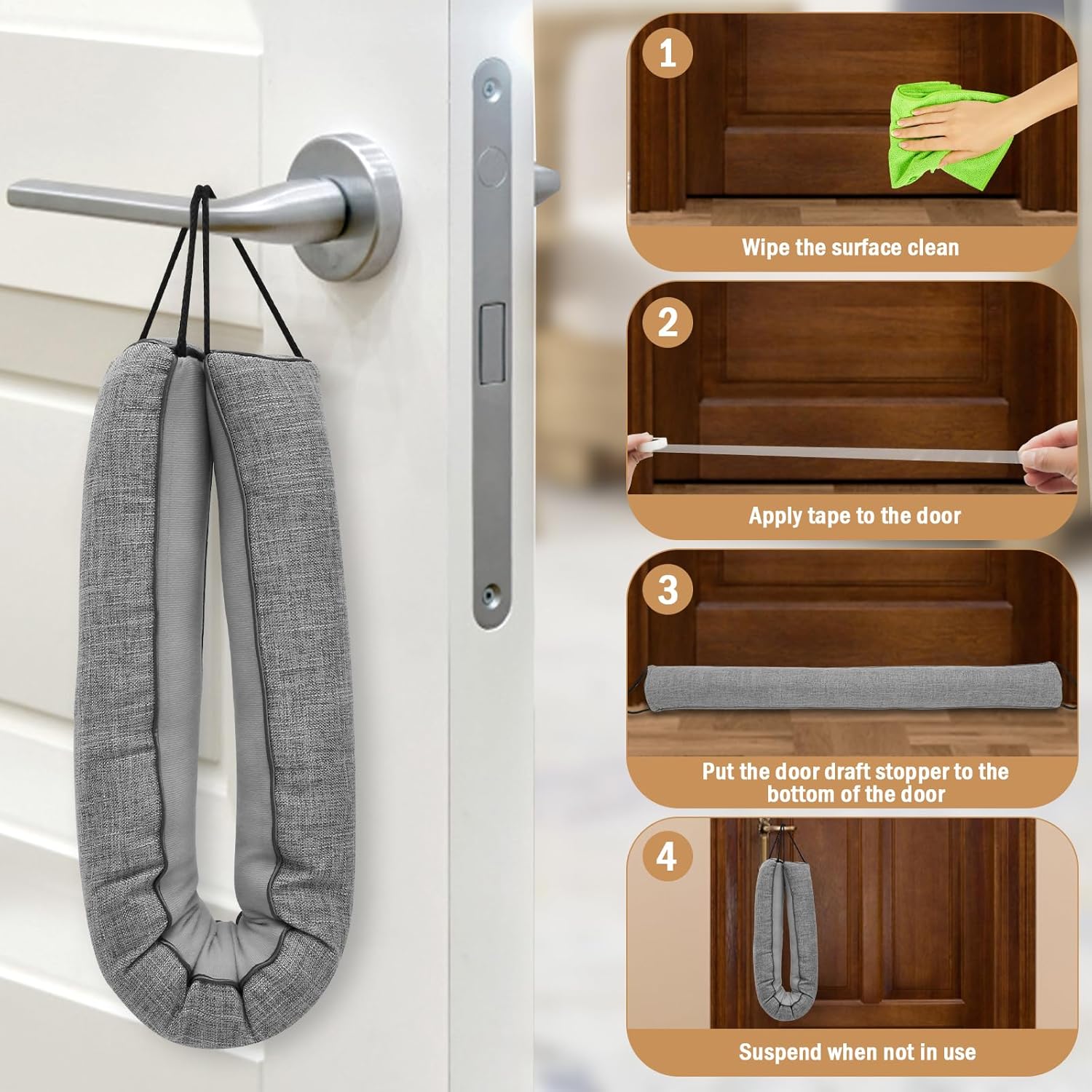 Under Door Draft Stopper Heavy Duty 36 Inches Grey