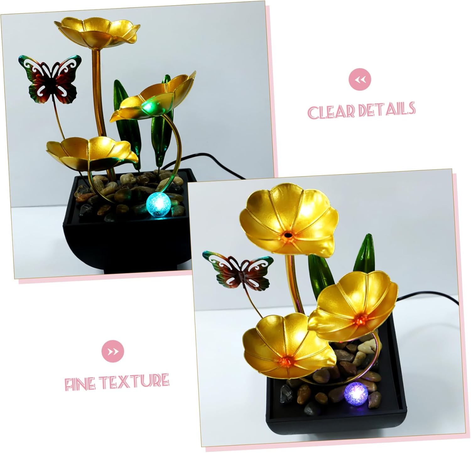 Iron Art 10-Inch Tabletop Water Fountain for Home Office Decor